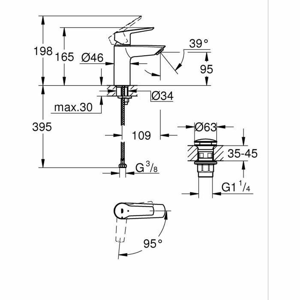 Blandare Grohe Start S Svart matt Metall - 2