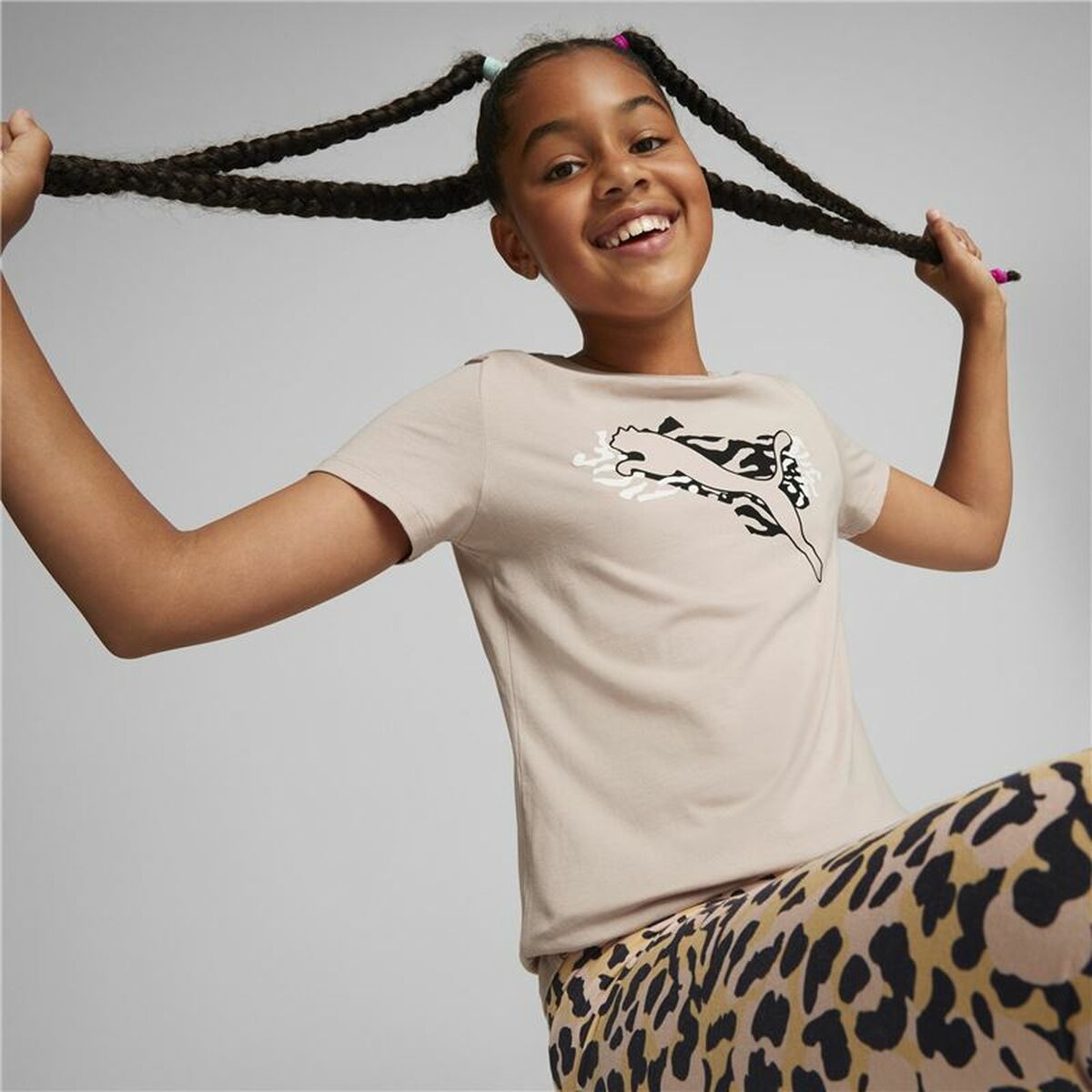 Barn T-shirt med kortärm Puma Beige - 3
