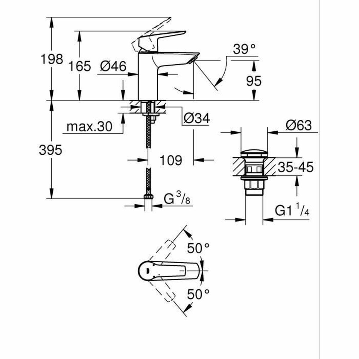 Blandare Grohe Start S Svart matt Mässing - 7