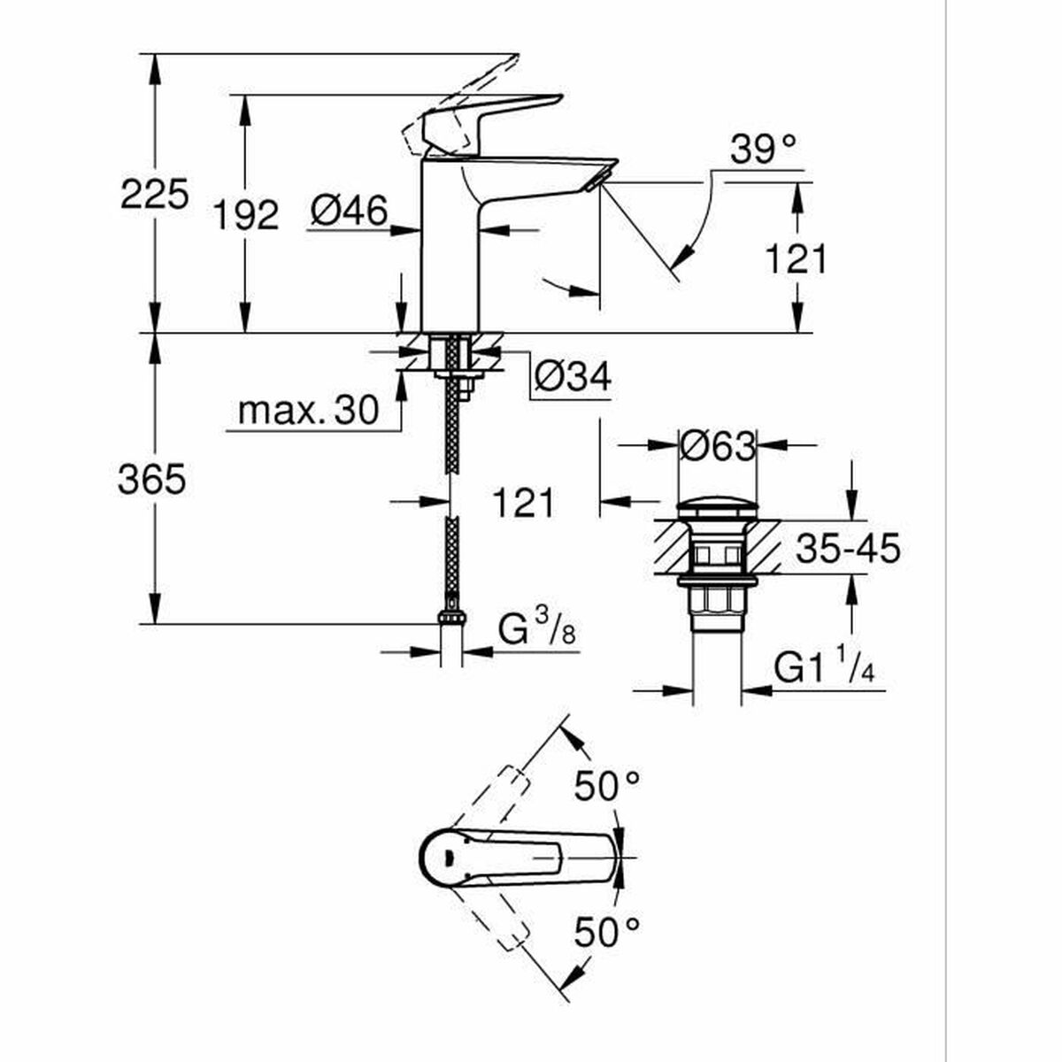 Blandare Grohe Start M Svart matt Metall - 2