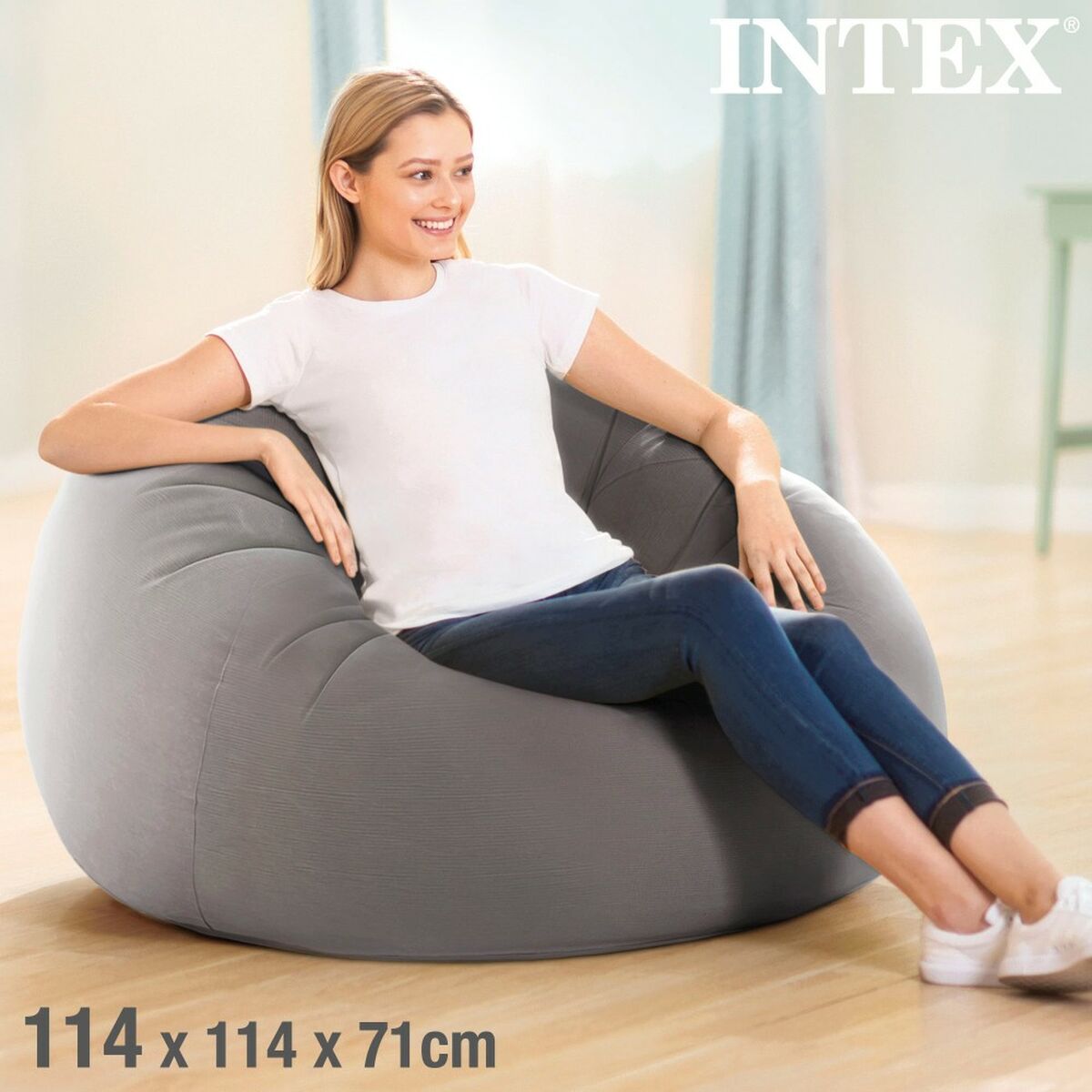 Uppblåsbar fåtölj Intex Grå 107 x 69 x 104 cm 114 x 71 x 114 cm (6 antal) - 3