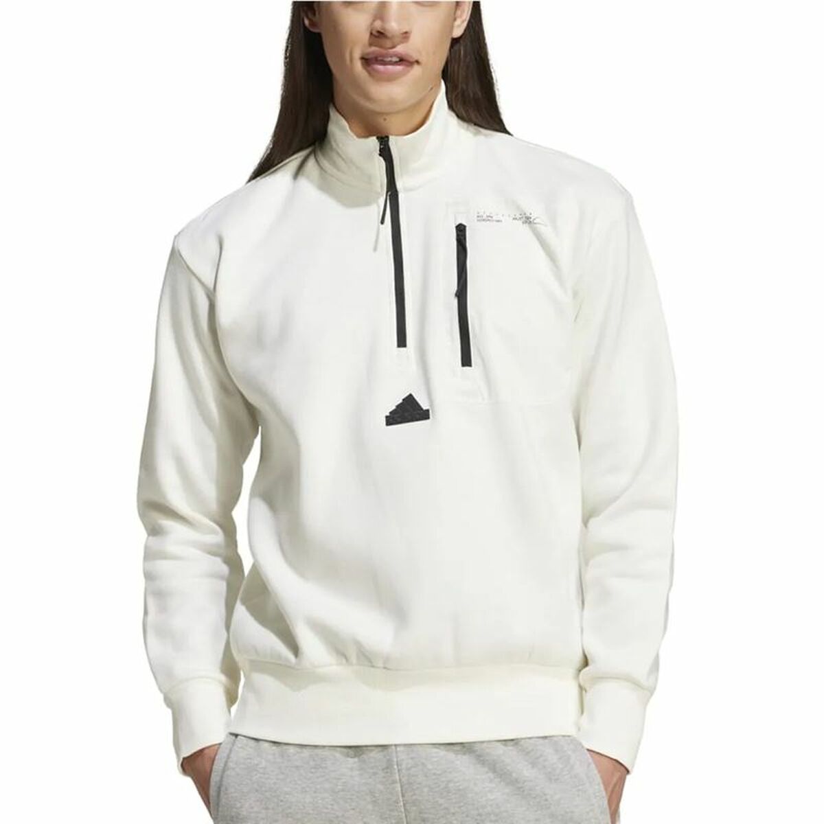 Tröja utan huva Adidas City Es e Fleece Half-Zip Vit XXL - 2