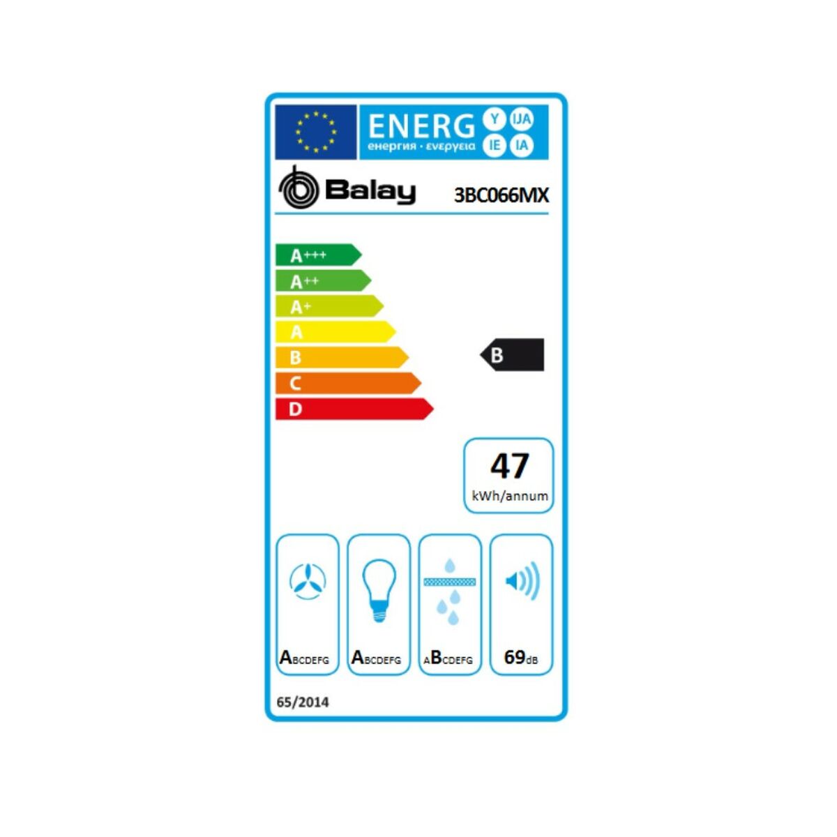 Konventionell fläkt Balay 3BC066MX 60 cm 590 m3/h 69 dB 220 W - 2