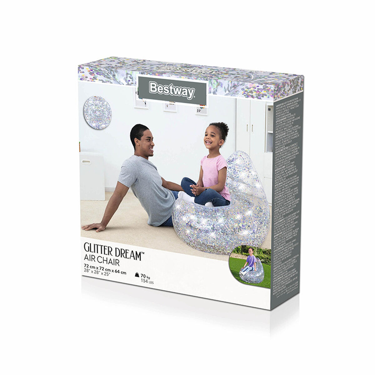 Bestway Glitter Luftstol 72x72x64 cm +3 År Inomhus och Trädgård 75105 - 2