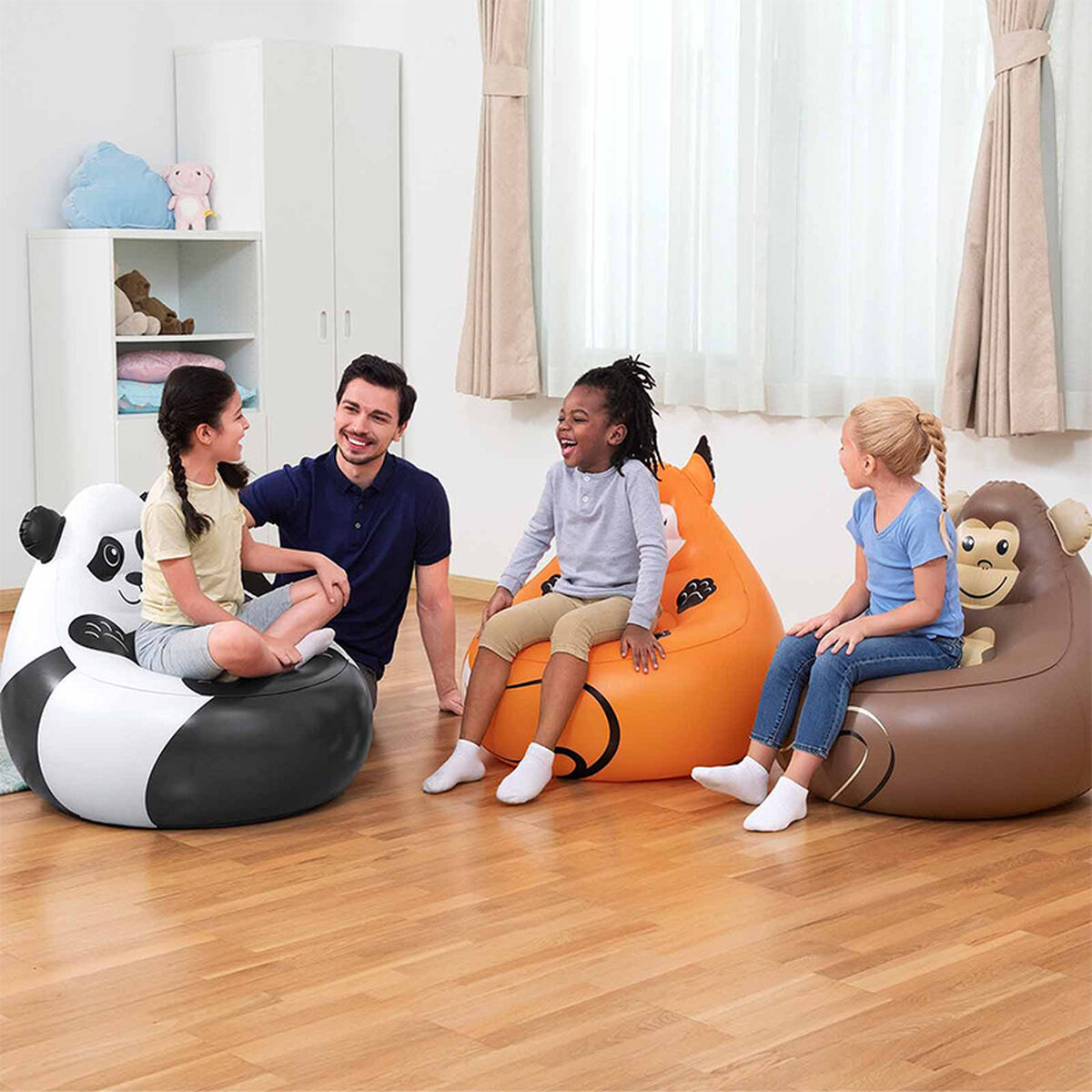 Bestway Gigantisk Uppblåsbar Djurstol 72x72x64 cm +3 År Inomhus och Trädgård 75116 - 3