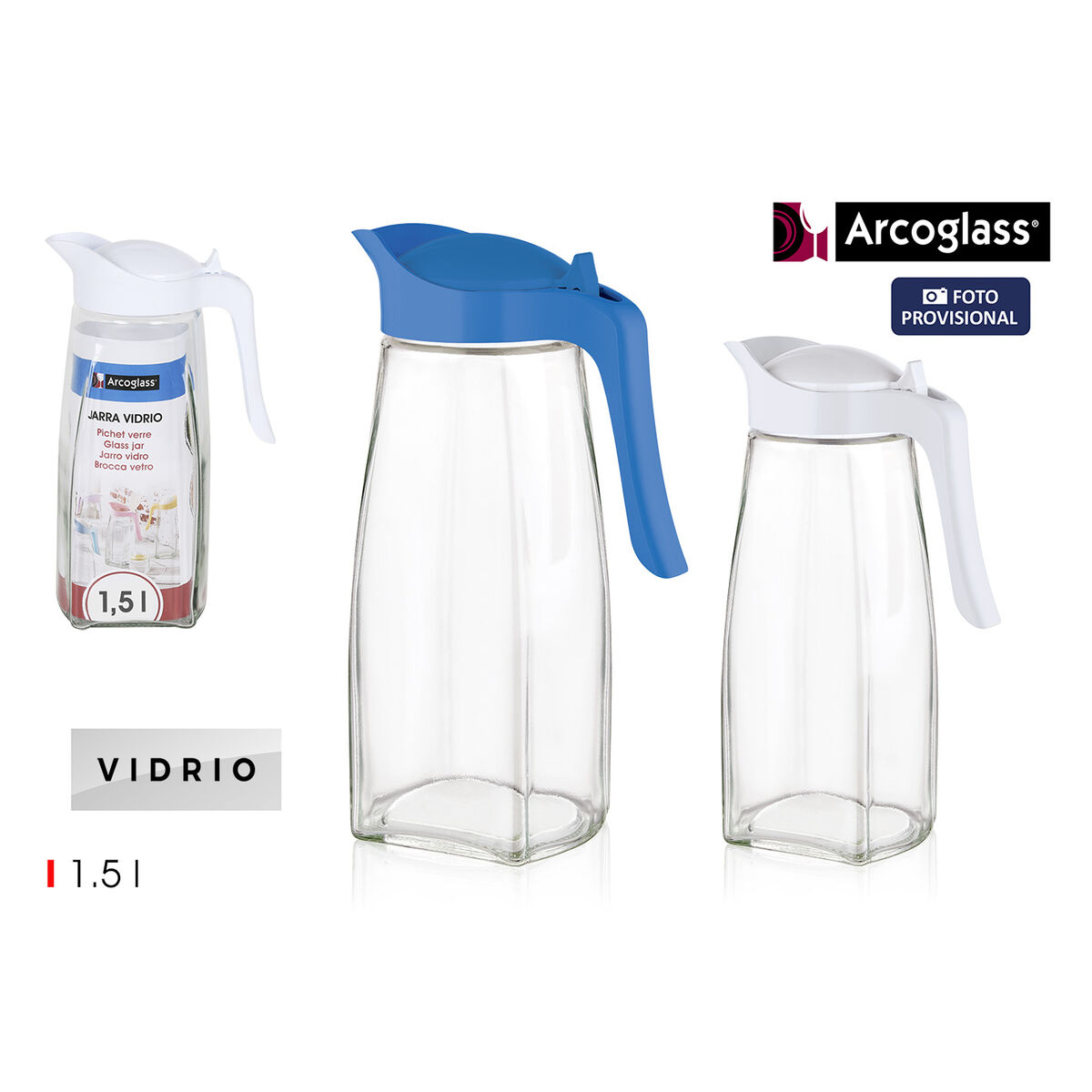Krus med Skruvlock och Doserare Arcoglass Glas 1,5 L (6 antal) - 2