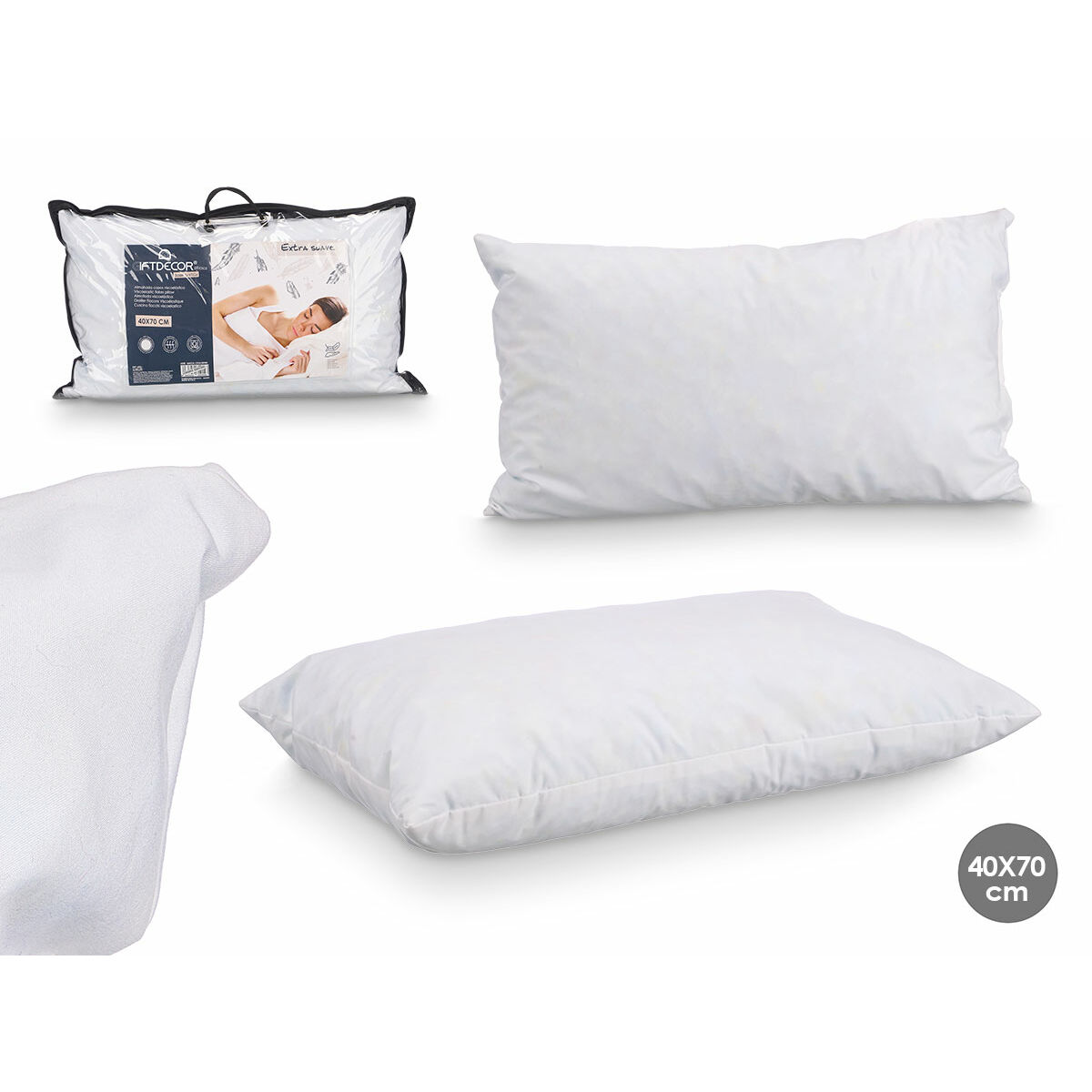 Viskoelastisk kudde Gift Decor Vit 70 x 40 cm (6 antal) - 3