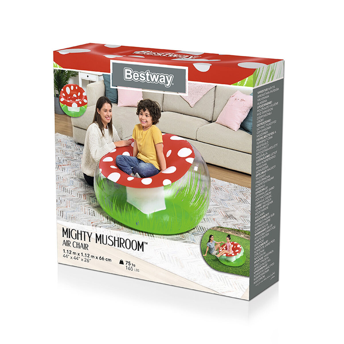 Bestway Självuppblåsande jättestol Seta 112x112x66 cm +6 år Inomhus och Trädgård 75123 - 2