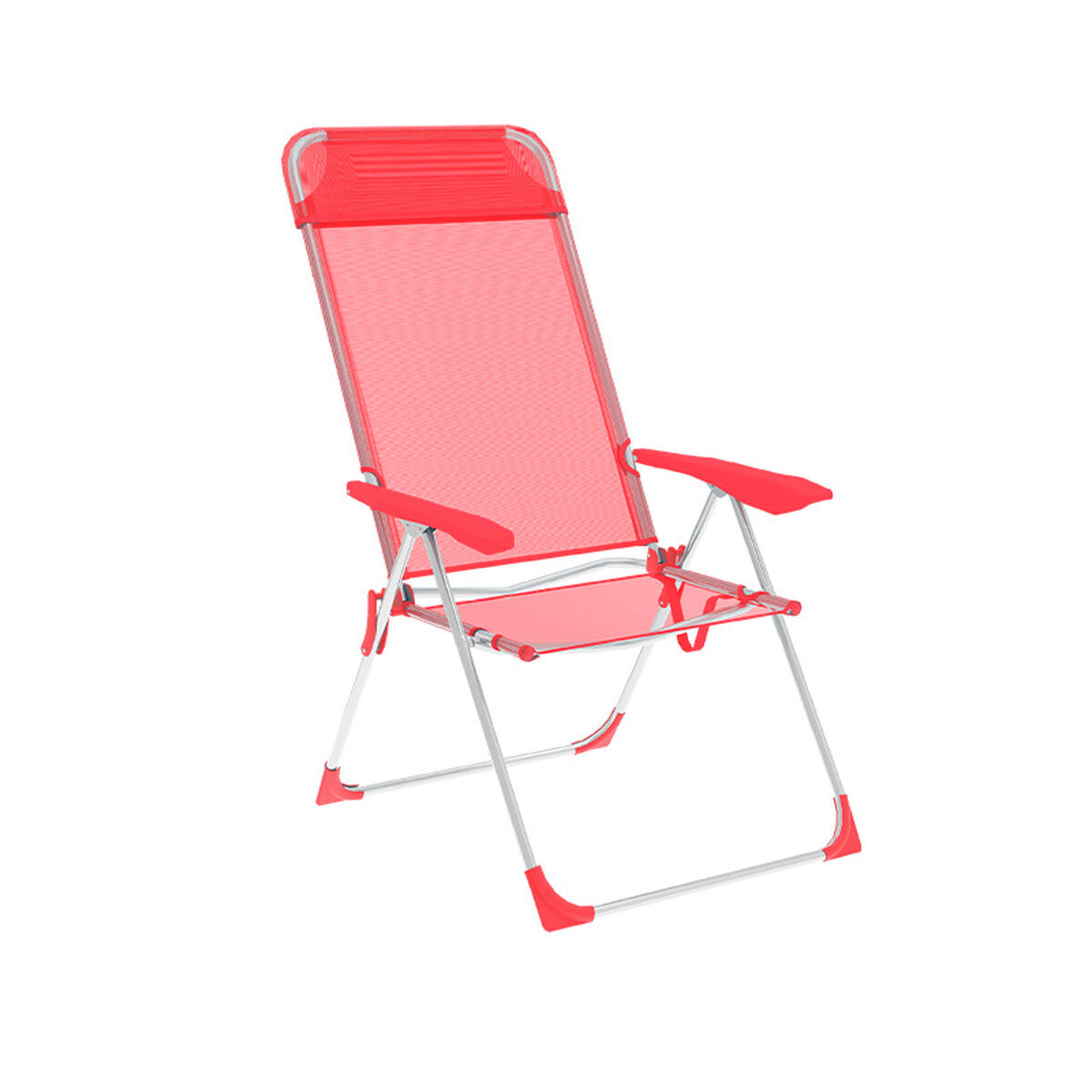 Marbueno Hopfällbar Stol 5 Positioner Aluminium med Kudde Korall Strand och Pool 69X58X110 cm 10360