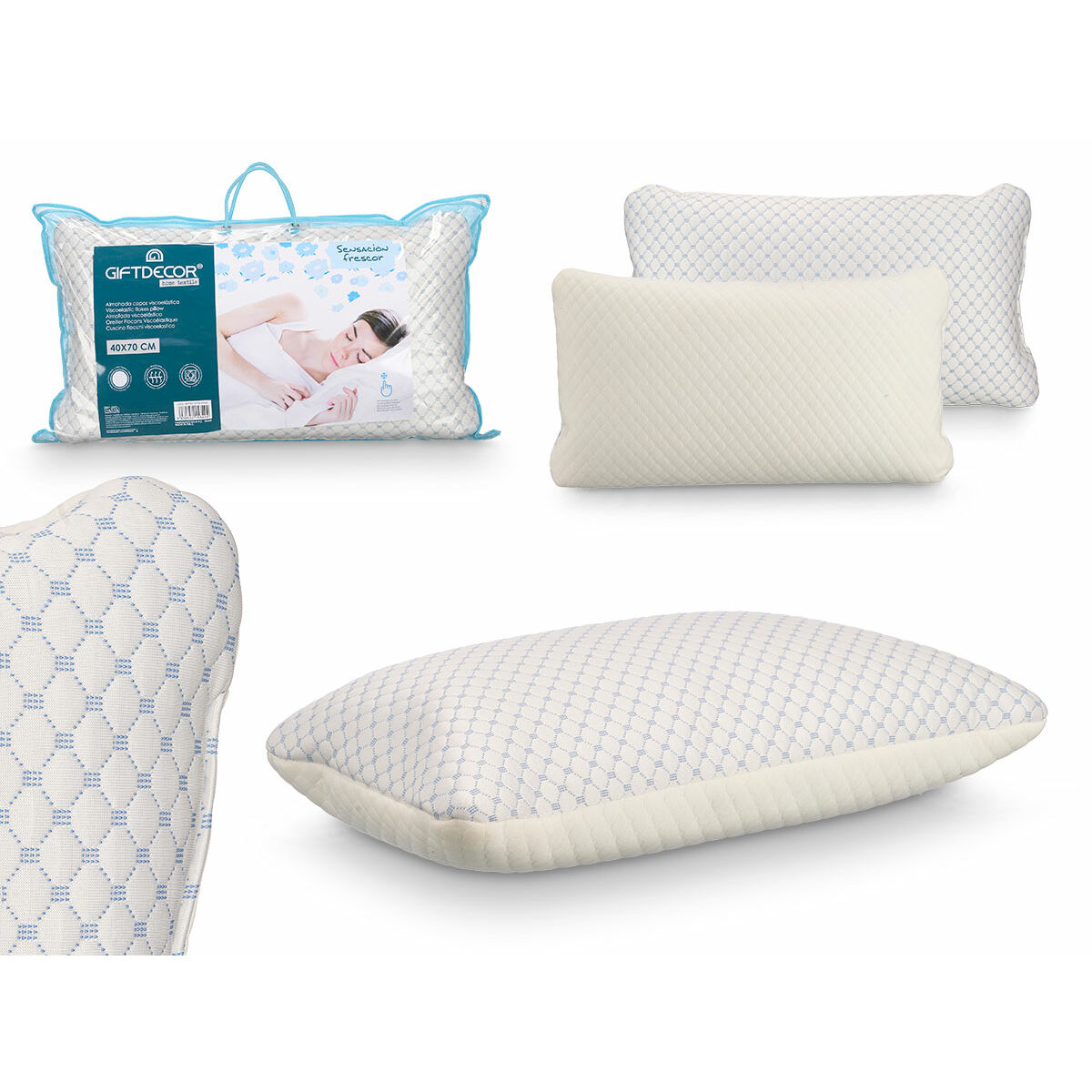 Viskoelastisk kudde Gift Decor Vit 70 x 15 x 40 cm Uppfriskande (6 antal) - 3