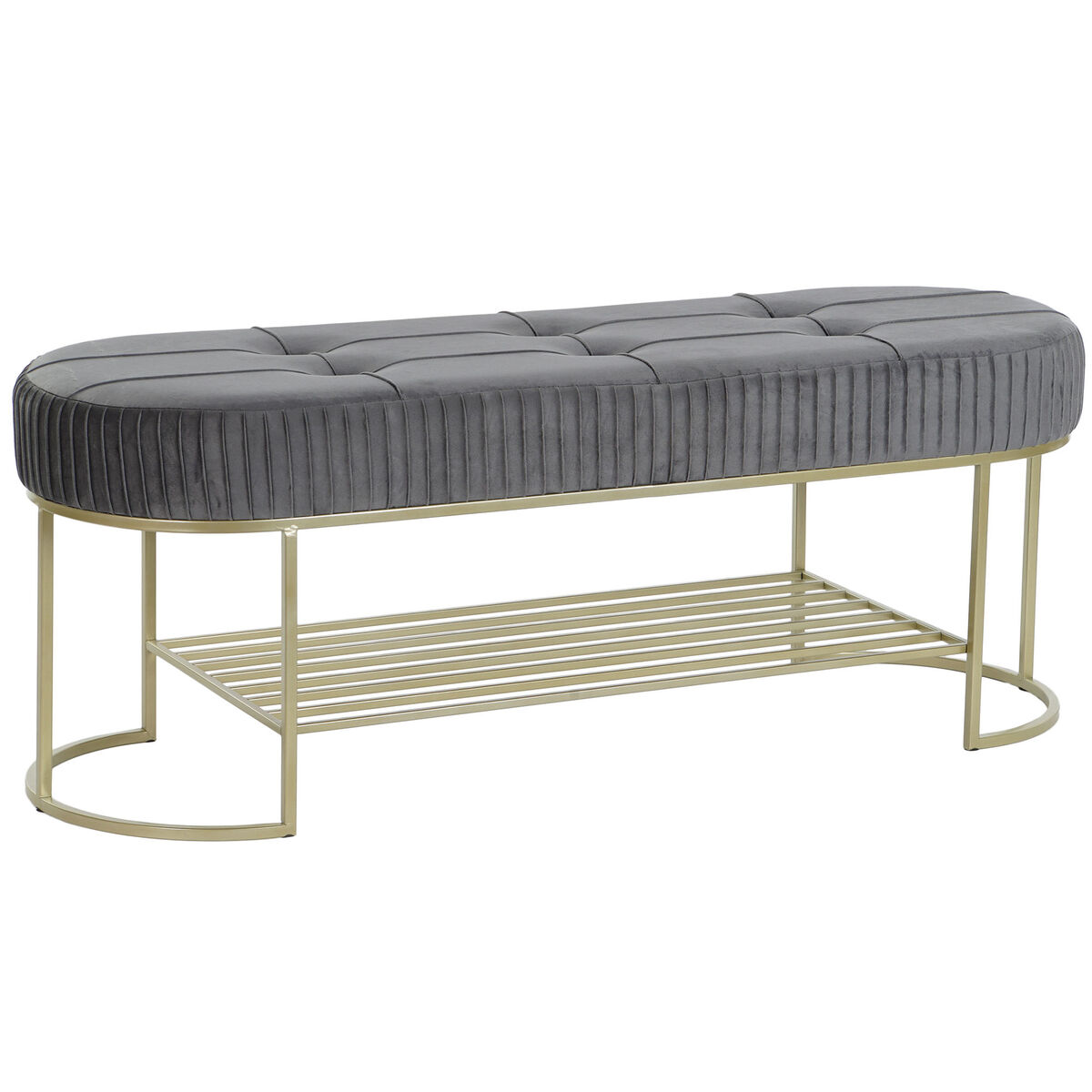 Sittpall DKD Home Decor Grå Gyllene Metall 120 x 40 x 45 cm - 3