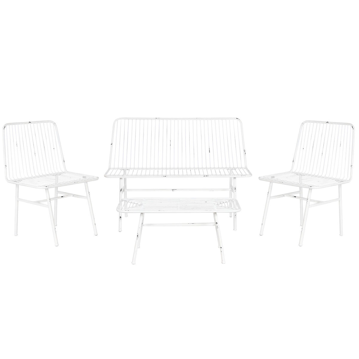Trädgårdsmöbler Home ESPRIT Vit 115 x 53 x 83 cm (4 Delar)