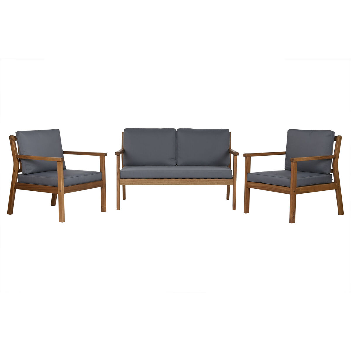Set med bord och 3 fåtöljer Home ESPRIT Brun Grå Akaciaträ 120 x 72 x 75 cm - 8