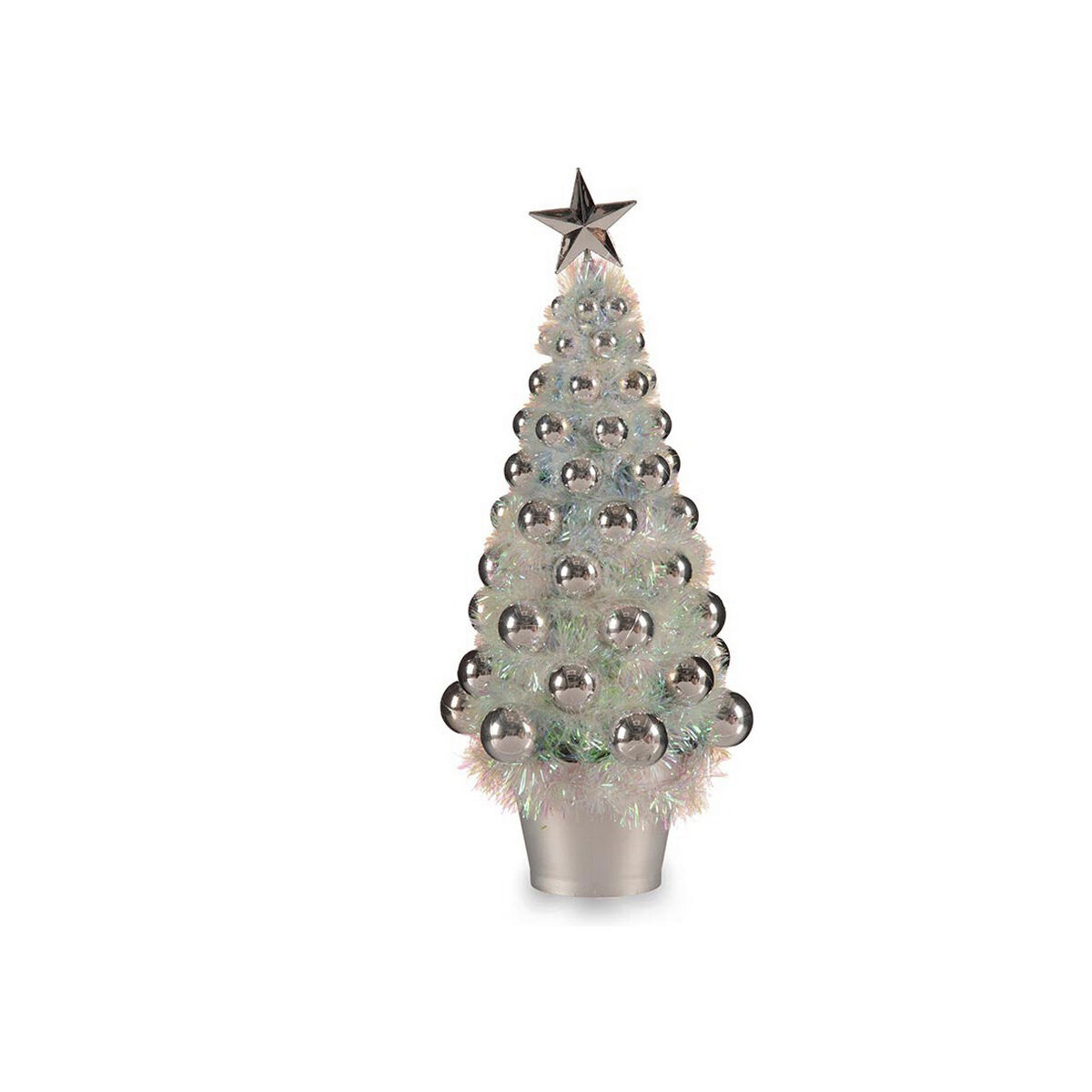 Julgran Krist+ Silvrig Silver polypropen PET Plast Regnbågsskimrande 16 x 37,5 x 16 cm