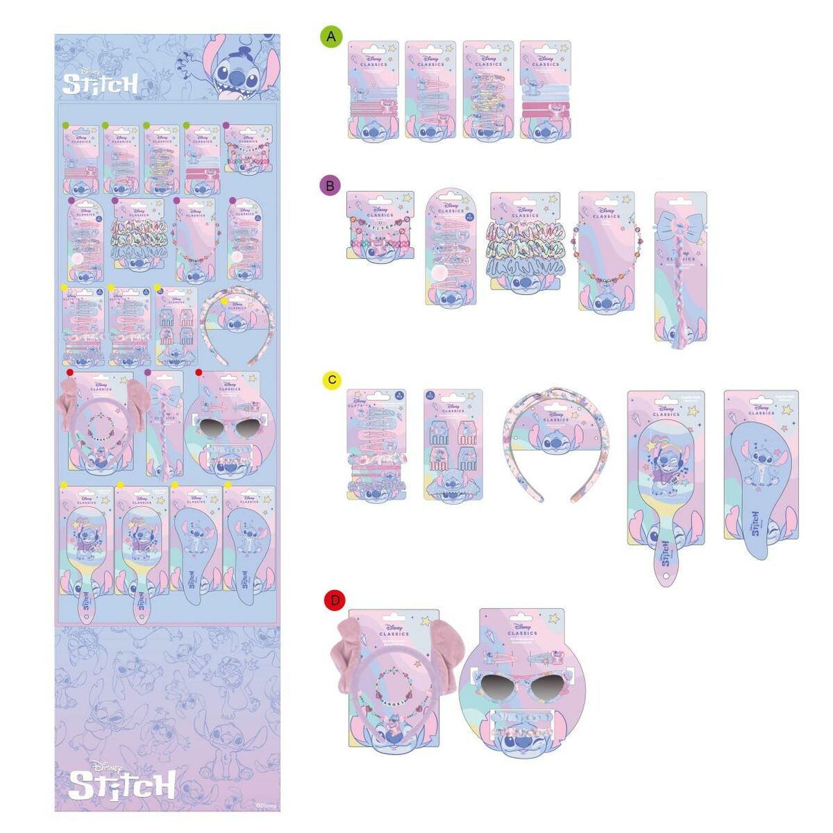 Hårklämmor Stitch Blå