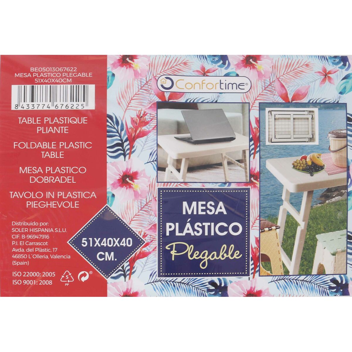 Sidobord Confortime Hopfällbar Plast 51 x 40 x 40 cm (6 antal) - 5