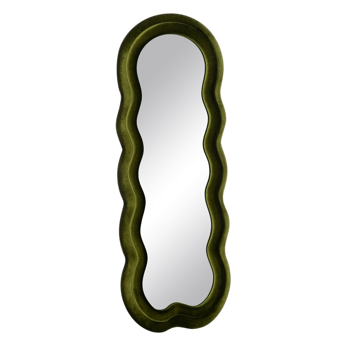 Väggspegel Grön Franela Trä Glas Vertikalt 60 x 4 x 160 cm - 3