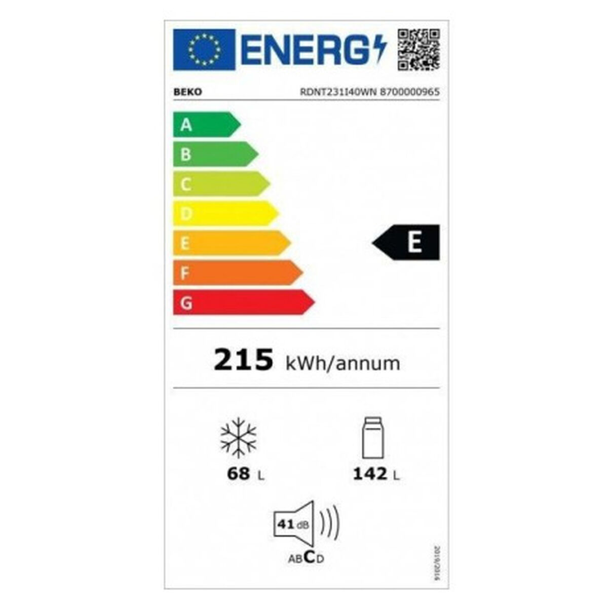 Kombinerat kylskåp BEKO RDNT231I40WN Vit - 3