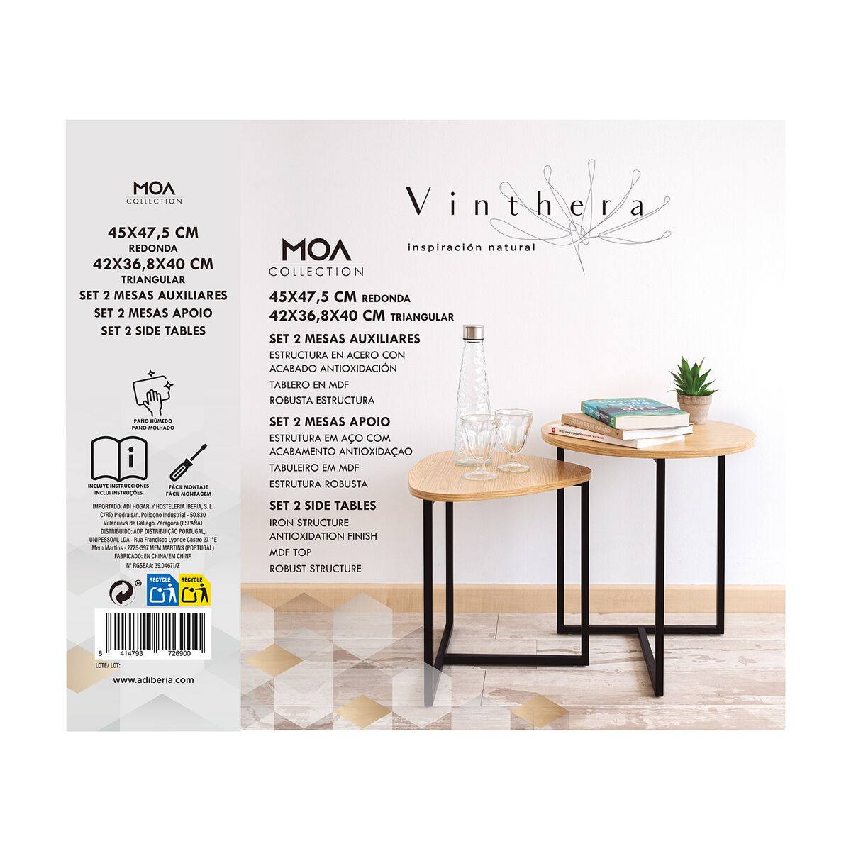 Sidobord Vinthera Moa 2 Delar Metall - 10