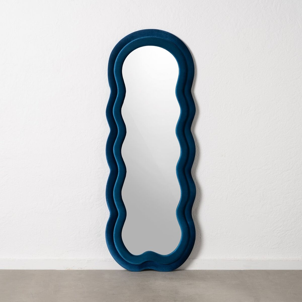 Väggspegel Blå Franela Trä Glas Vertikalt 60 x 4 x 160 cm - 2