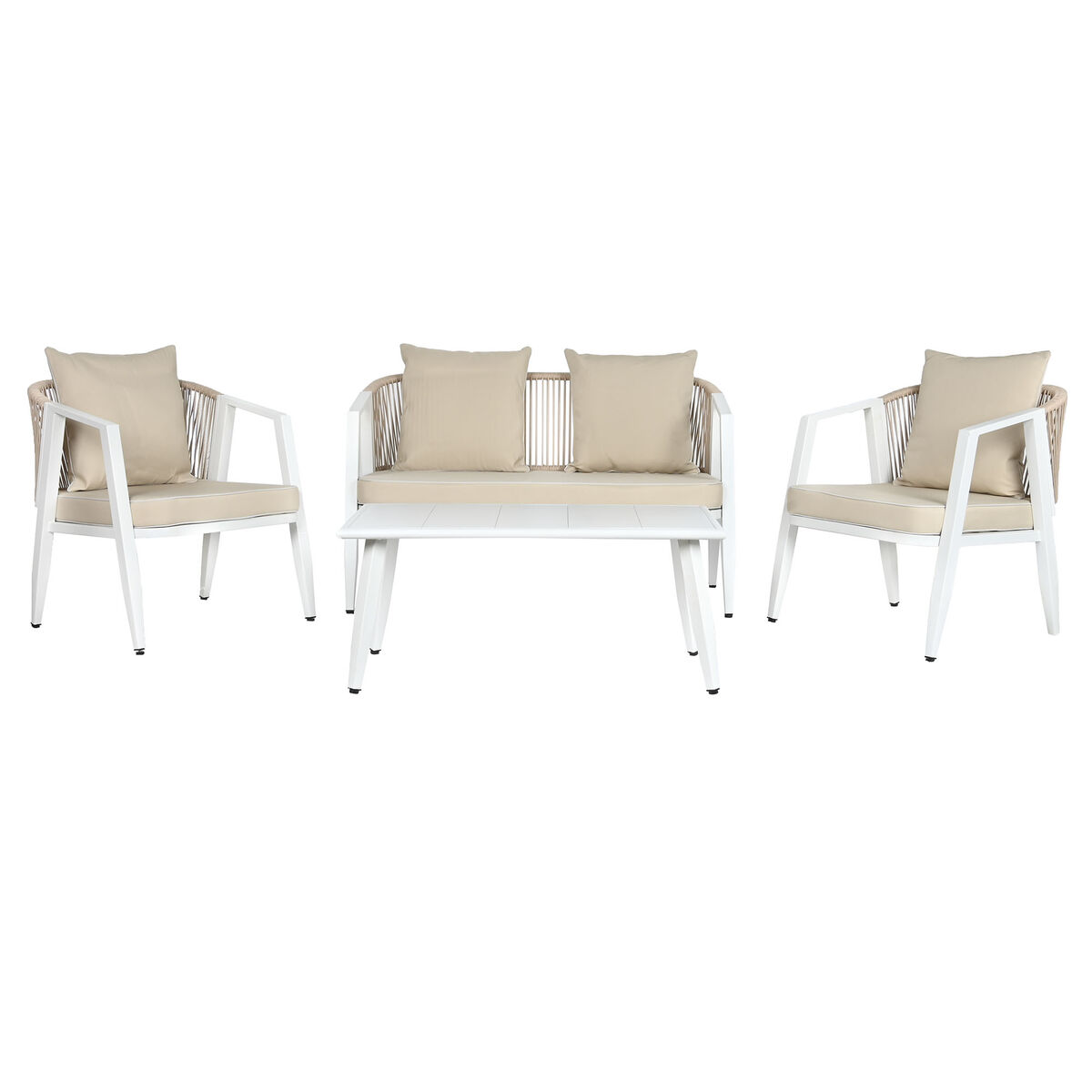 Trädgårdsmöbler Home ESPRIT Vit Beige 123 x 66 x 72 cm 123 x 66 x 74 cm (4 Delar)