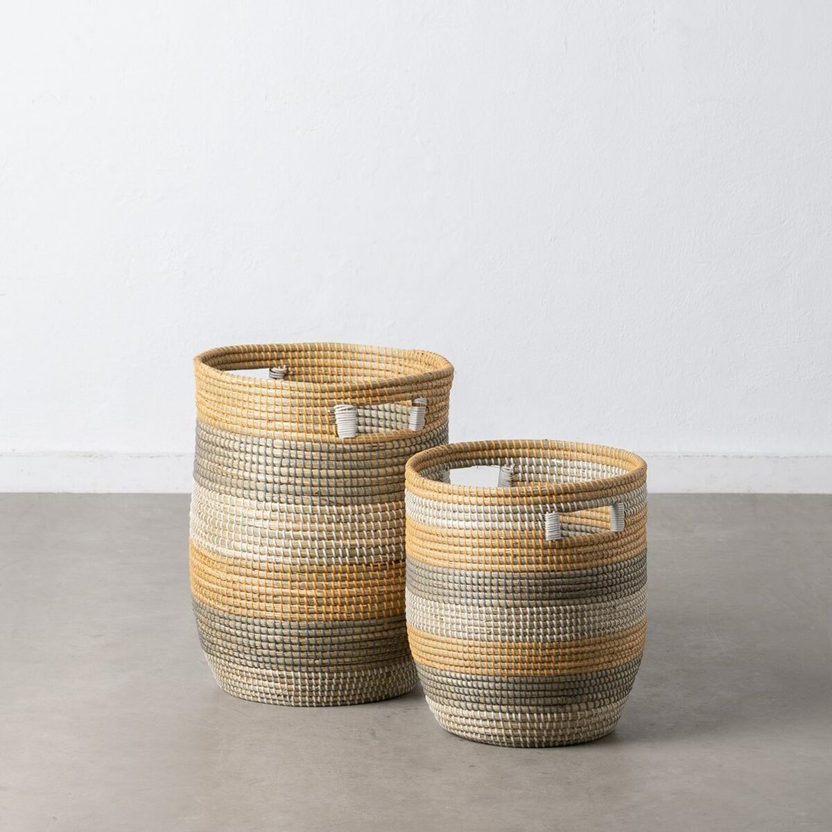 Korgset 38 x 38 x 50 cm Naturell Grå Naturliga fibrer (2 Delar) - 3