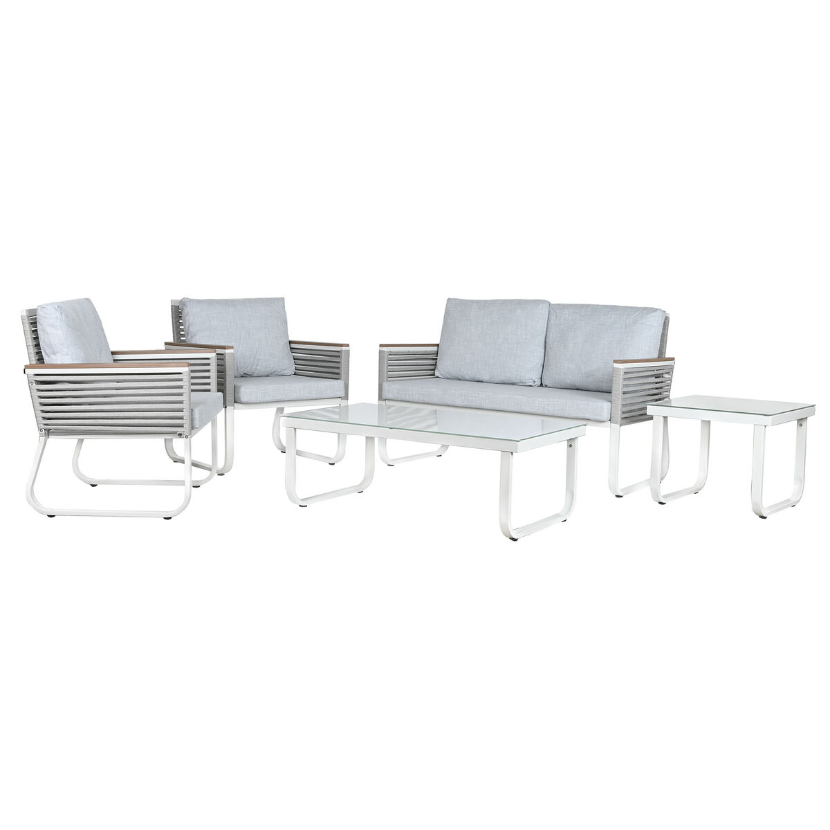 Set med bord och 3 fåtöljer Home ESPRIT Grå Stål Polykarbonater 128 x 69 x 79 cm