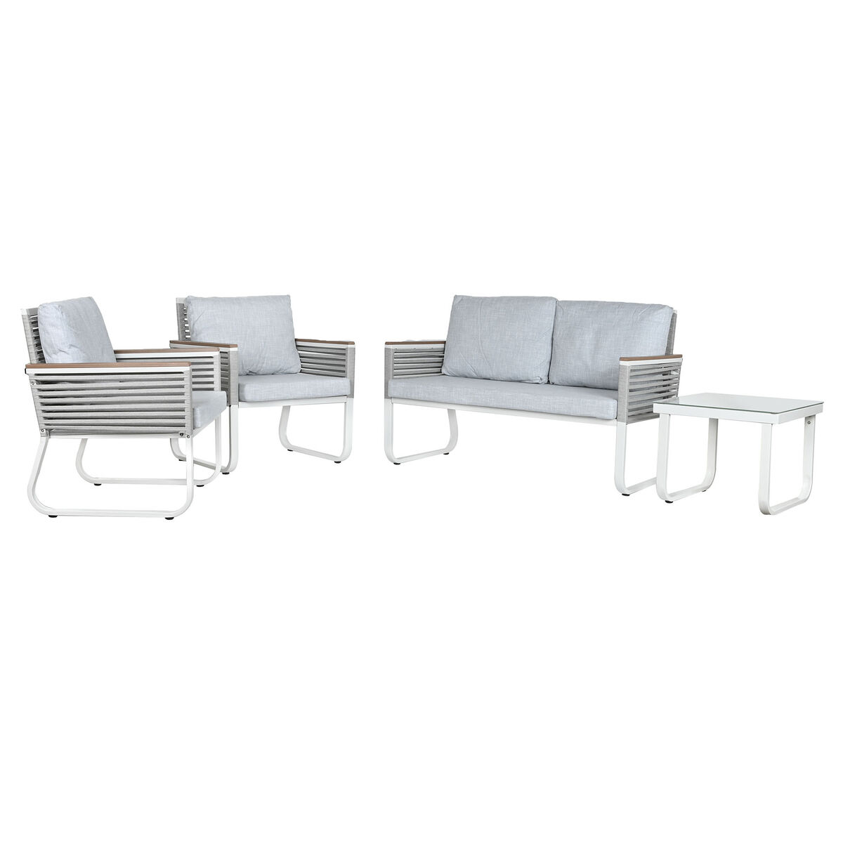 Set med bord och 3 fåtöljer Home ESPRIT Grå Stål Polykarbonater 128 x 69 x 79 cm - 4