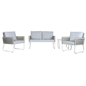 Set med bord och 3 fåtöljer Home ESPRIT Grå Stål Polykarbonater 128 x 69 x 79 cm