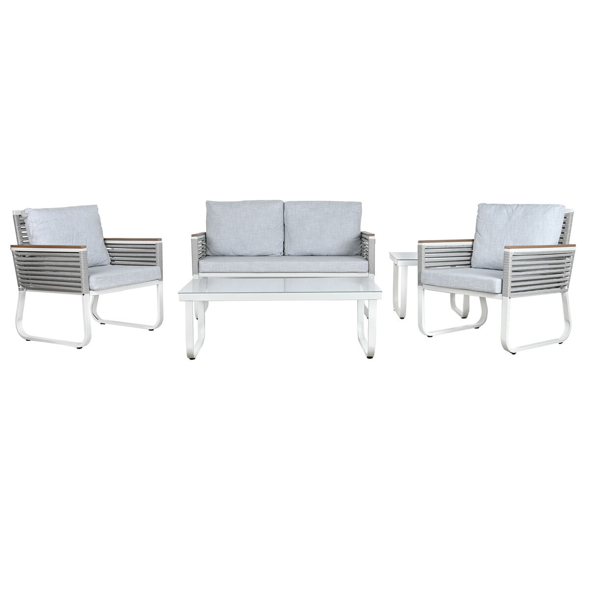 Set med bord och 3 fåtöljer Home ESPRIT Grå Stål Polykarbonater 128 x 69 x 79 cm - 3