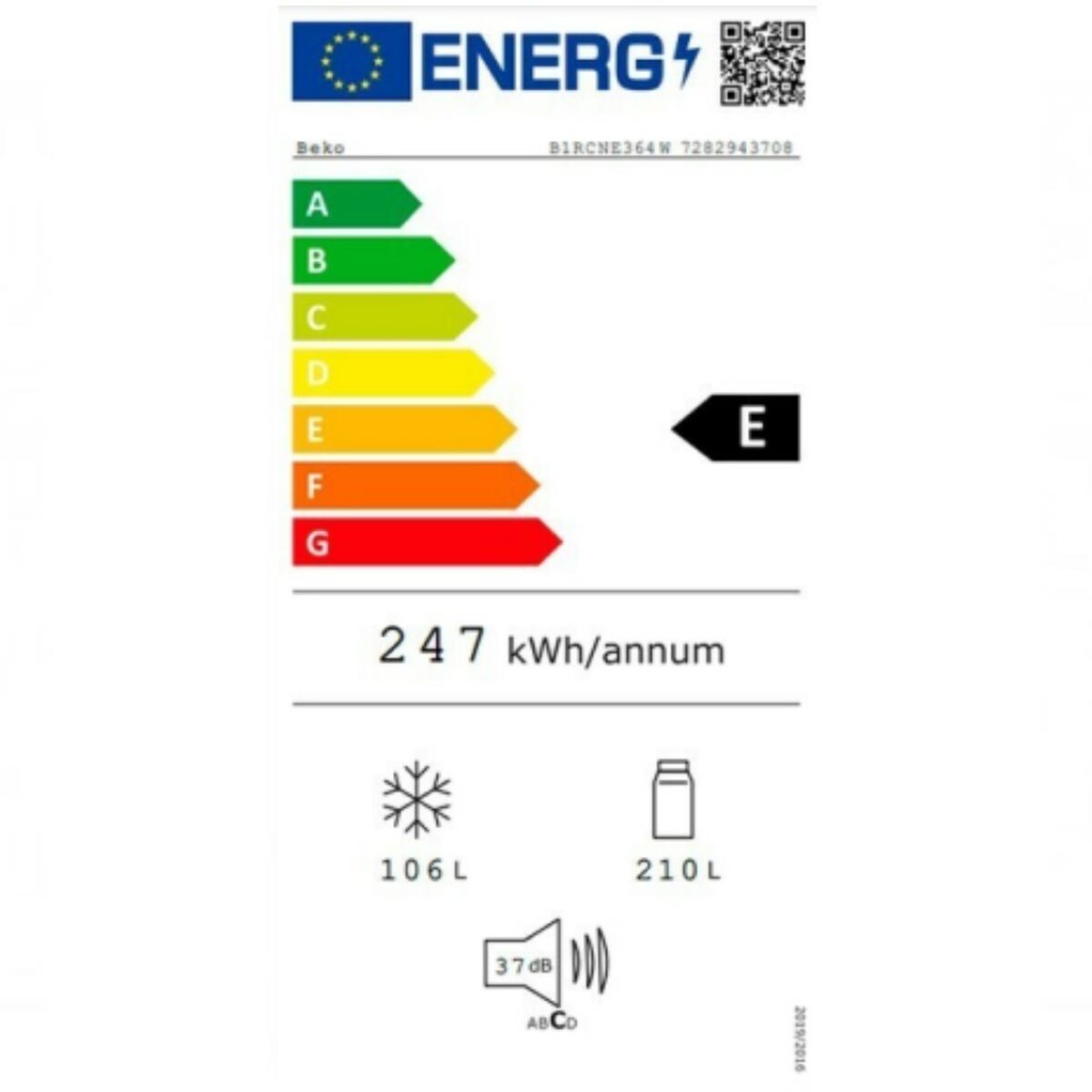 Kombinerat kylskåp BEKO B1RCNE364W  185 Vit - 3