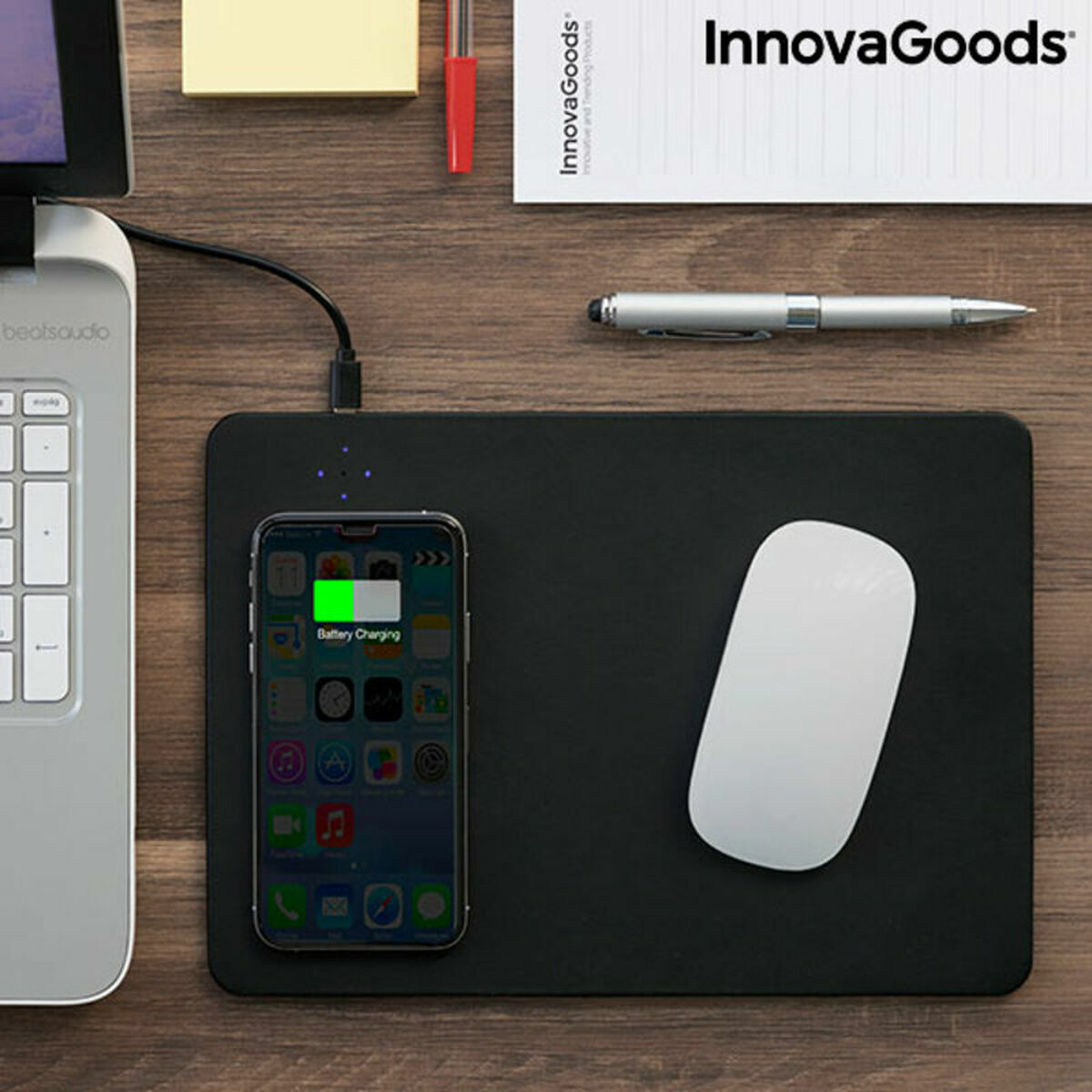Musmatta med trådlös laddning 2-i-1 InnovaGoods Padwer (Renoverade A) - 2
