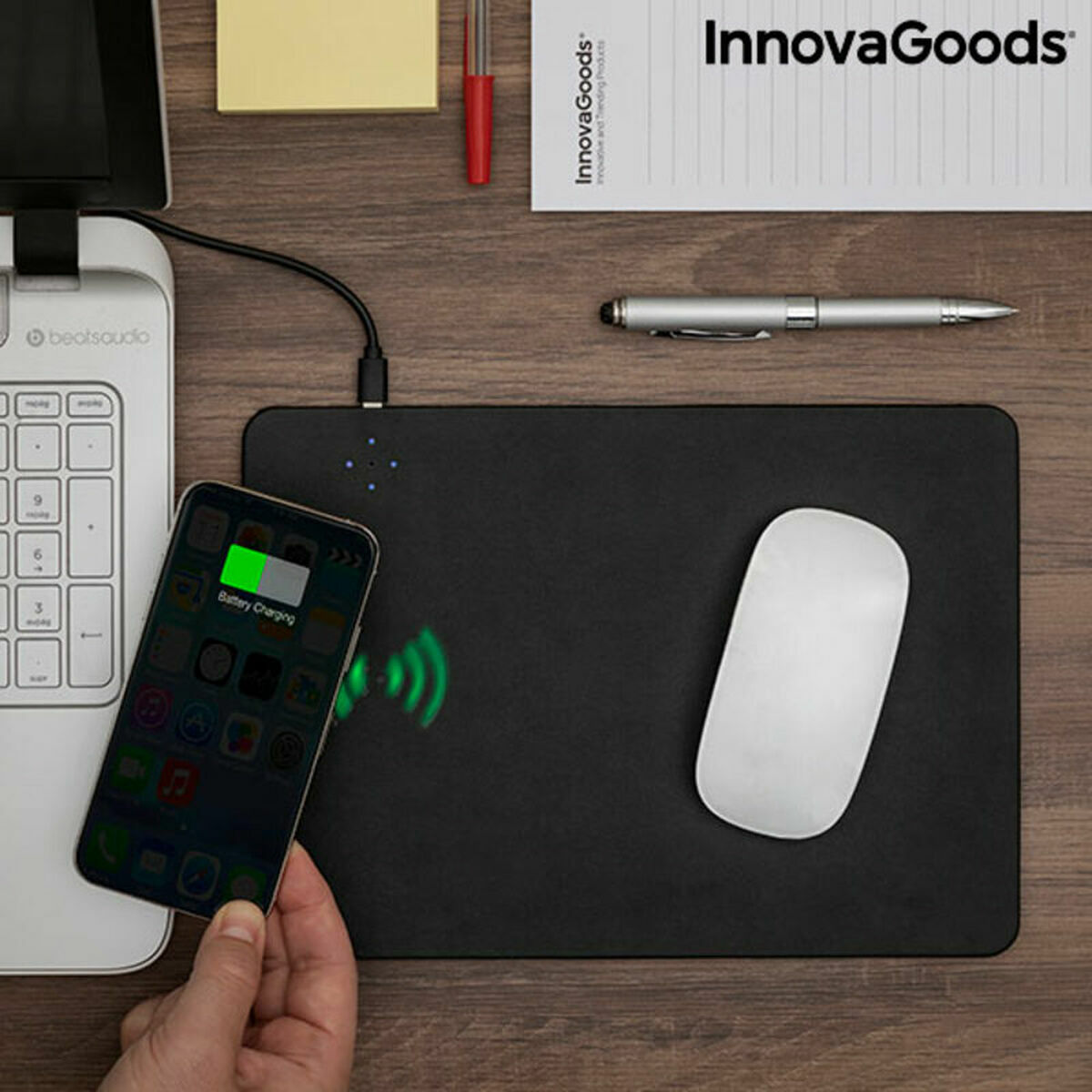 Musmatta med trådlös laddning 2-i-1 InnovaGoods Padwer (Renoverade A)