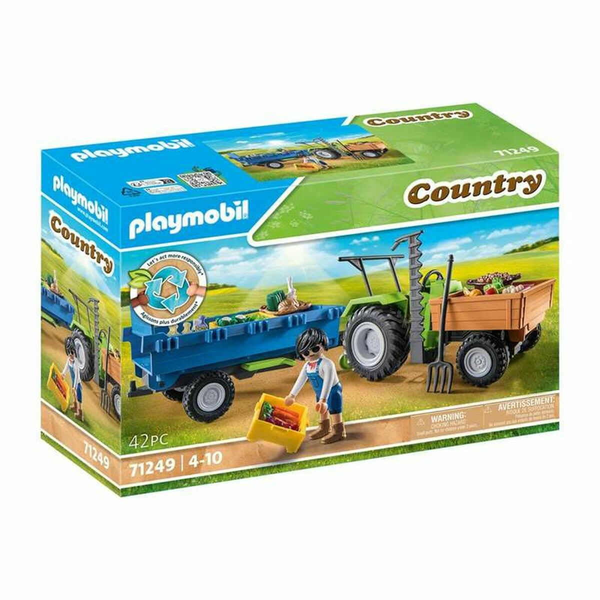 Fordonsspel Playmobil 71249 42 Delar Traktor