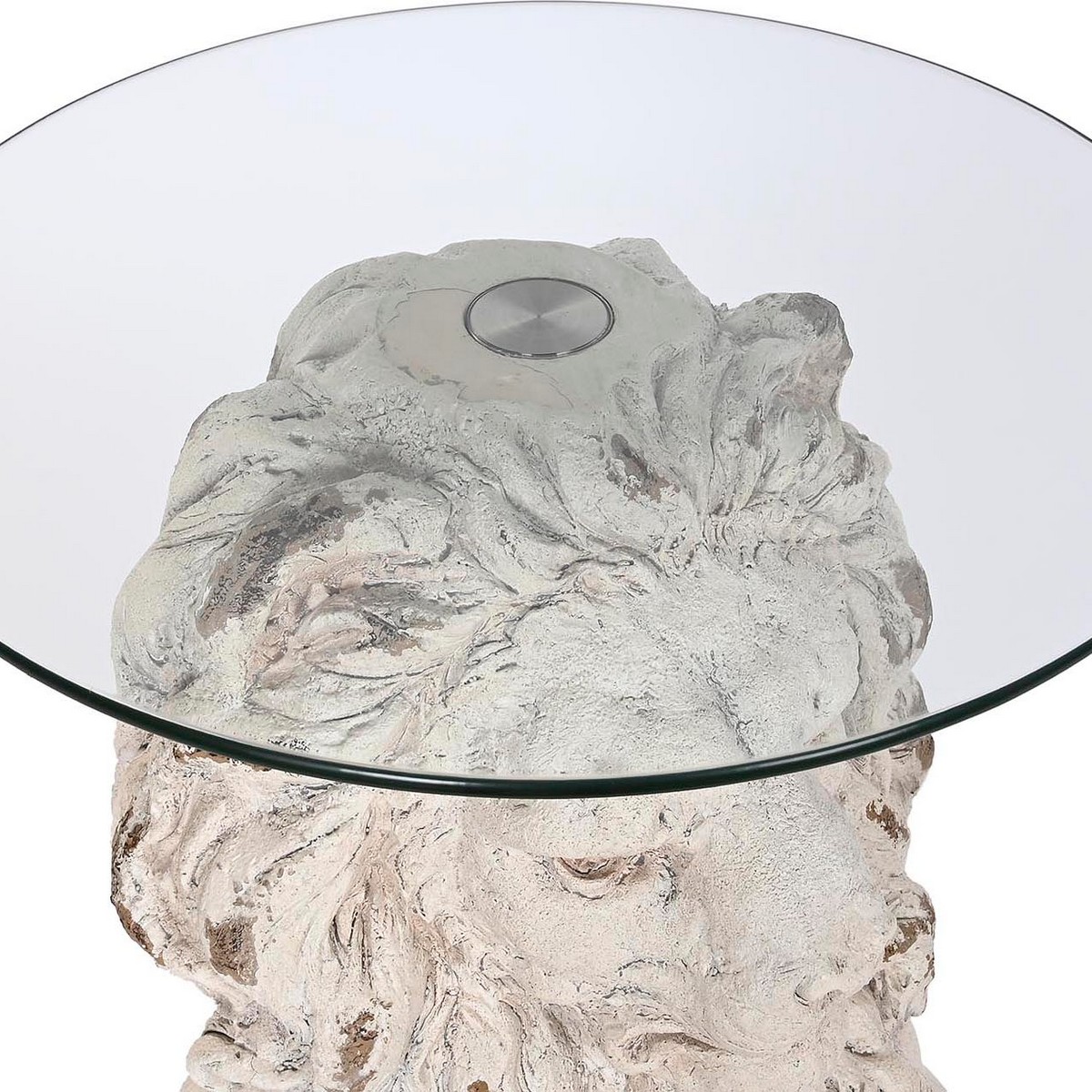Sidobord DKD Home Decor Lejonet 52 x 44 x 72 cm Glas Grå Metall Vit Magnesium - 3