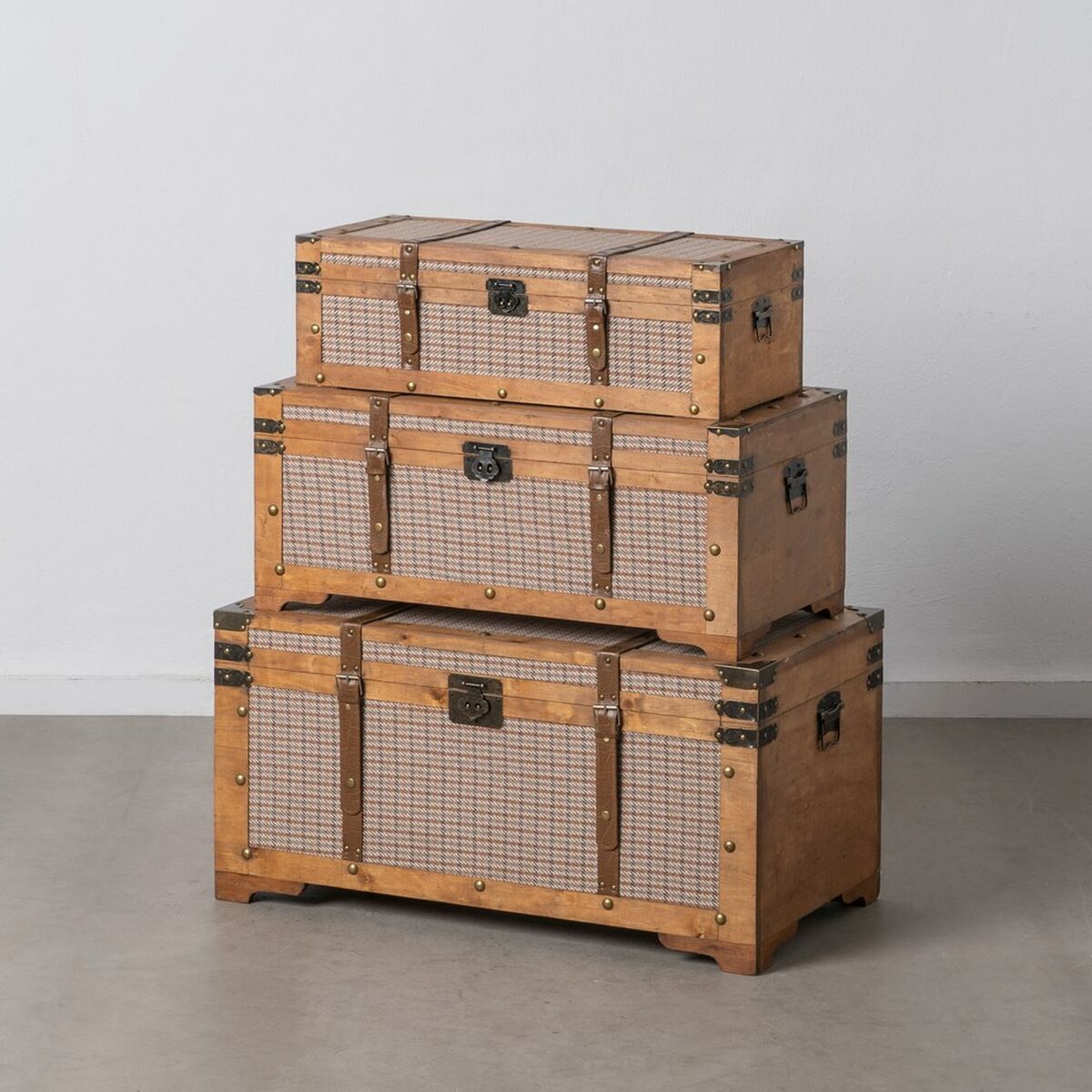 Koffertset 90 x 47 x 45 cm Syntetmaterial Trä Ramar (3 Delar) - 10