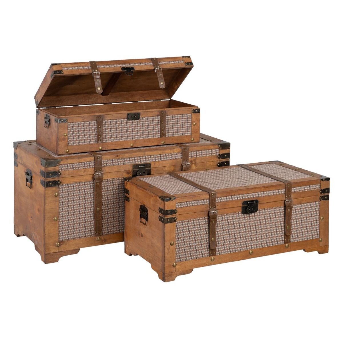 Koffertset 90 x 47 x 45 cm Syntetmaterial Trä Ramar (3 Delar)