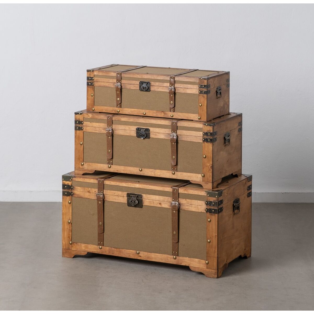 Koffertset 90 x 47 x 45 cm Syntetmaterial Trä (3 Delar) - 10