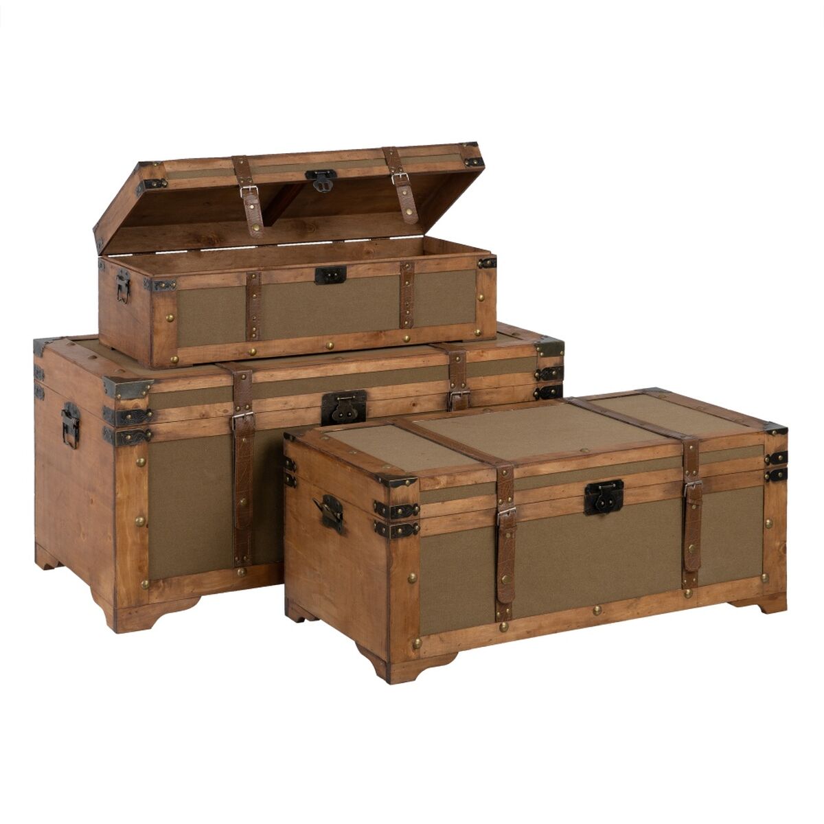 Koffertset 90 x 47 x 45 cm Syntetmaterial Trä (3 Delar) - 12