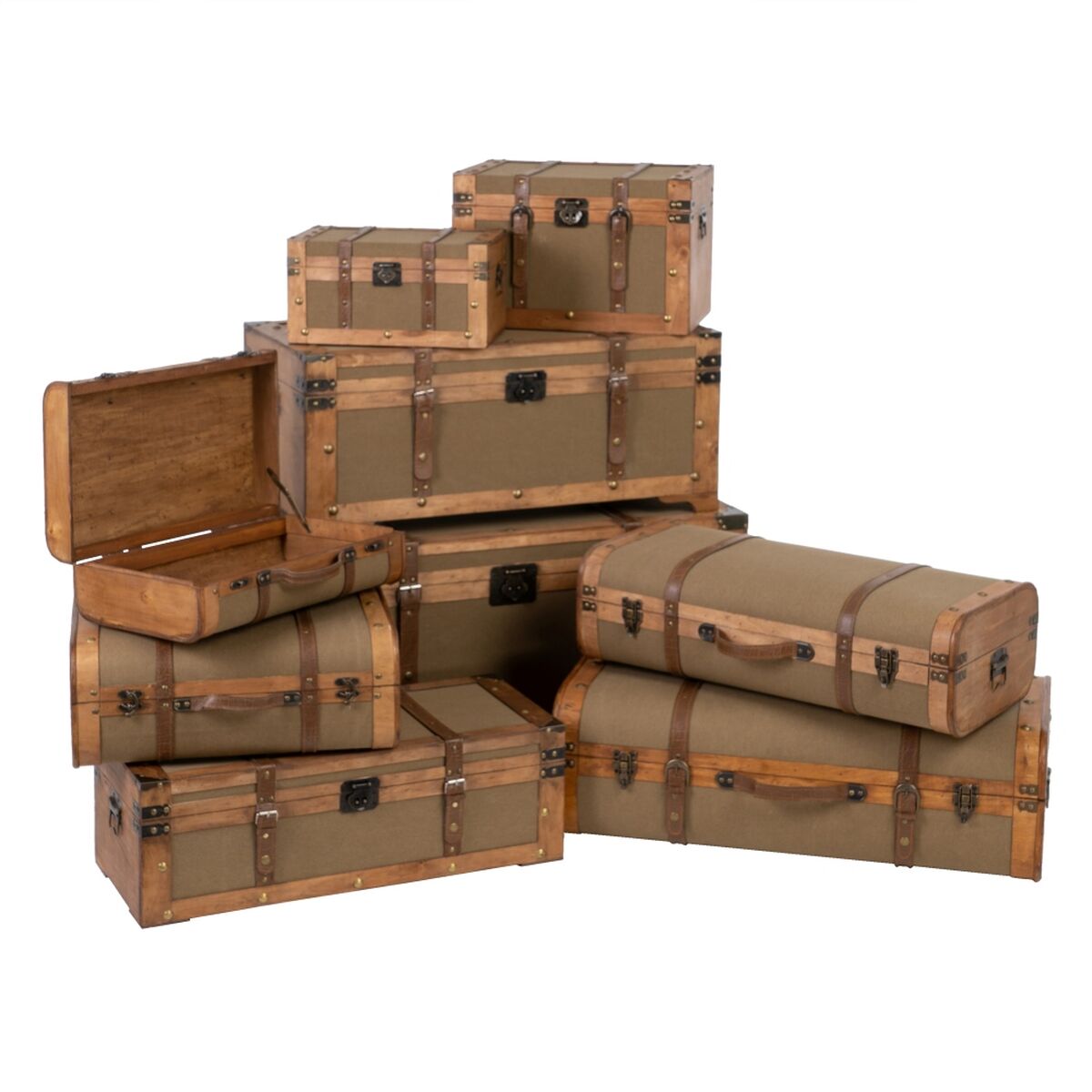 Koffertset 90 x 47 x 45 cm Syntetmaterial Trä (3 Delar) - 2