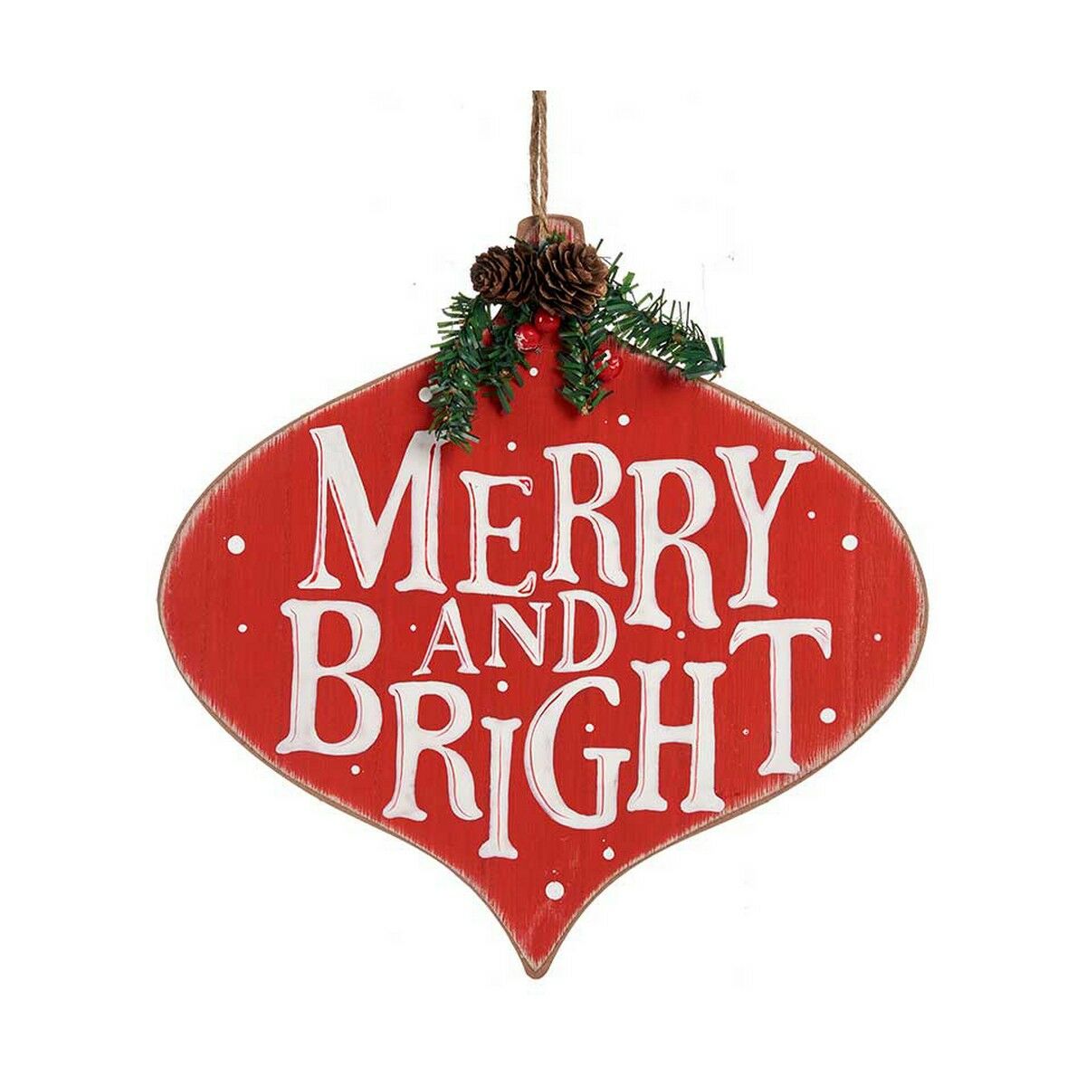 Hängdekoration Krist+ Merry and  Bright Vit Röd Grön Plast Trä MDF 30 x 3,5 x 30 cm