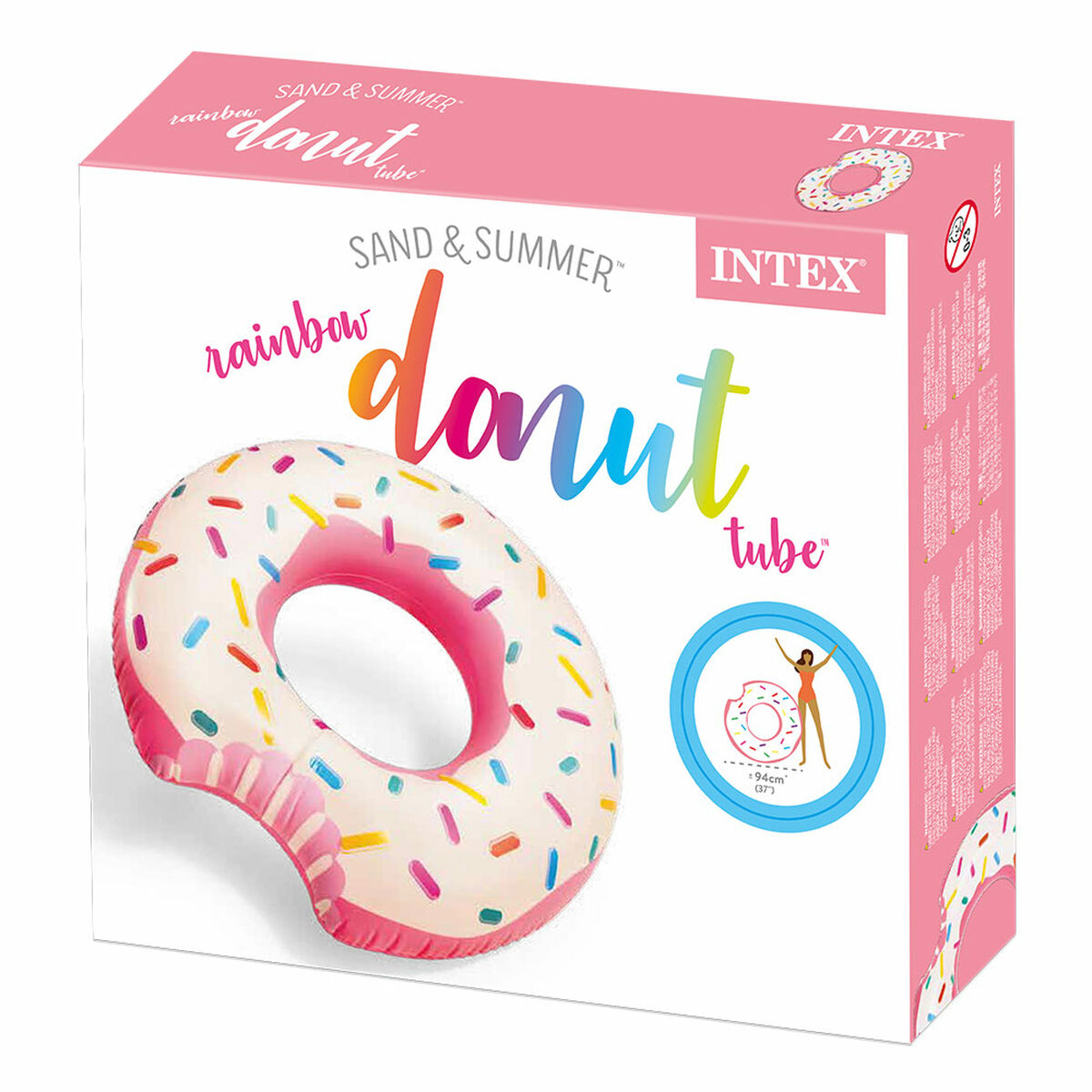 Uppblåsbart hjul Intex Donut Rosa 107 x 99 x 23 cm (12 antal) - 5
