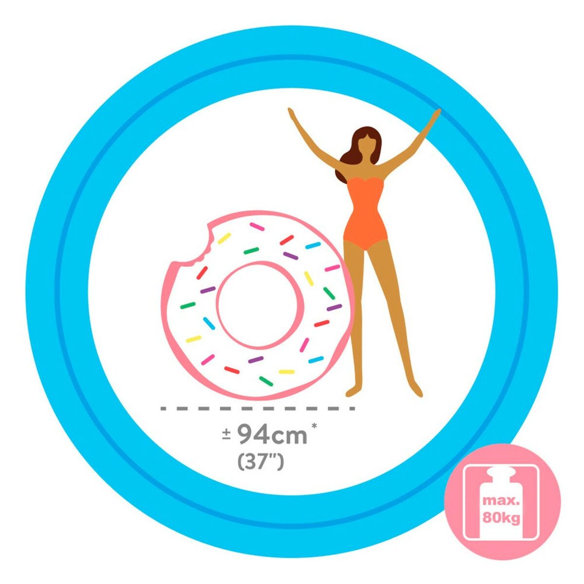 Uppblåsbart hjul Intex Donut Rosa 107 x 99 x 23 cm (12 antal) - 4