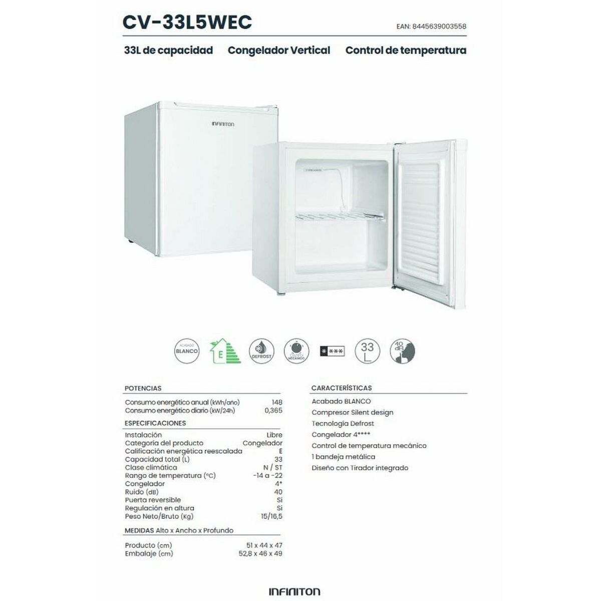 Frys Infiniton CV-33L5WEC Vit 33 L - 4