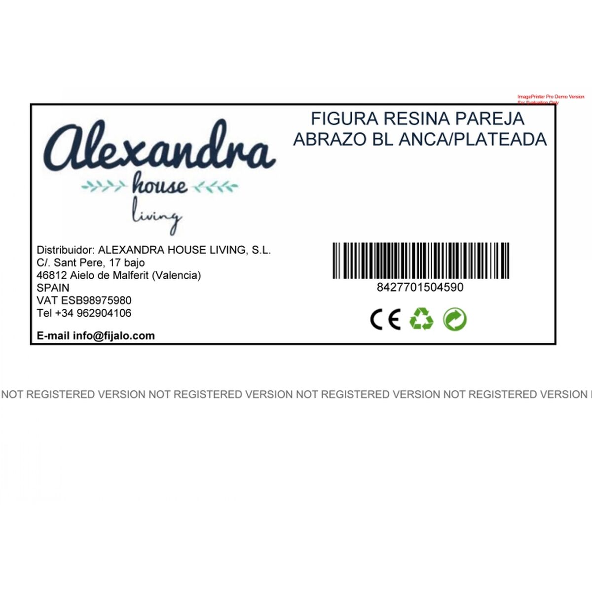 Prydnadsfigur Alexandra House Living Vit Silvrig Akryl Plast Melamin 9 x 8 x 30 cm - 2