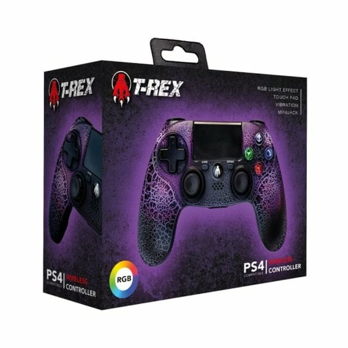 Trådlös Spelkontroll Indeca RGB T-REX Purpur PlayStation 4 - 2