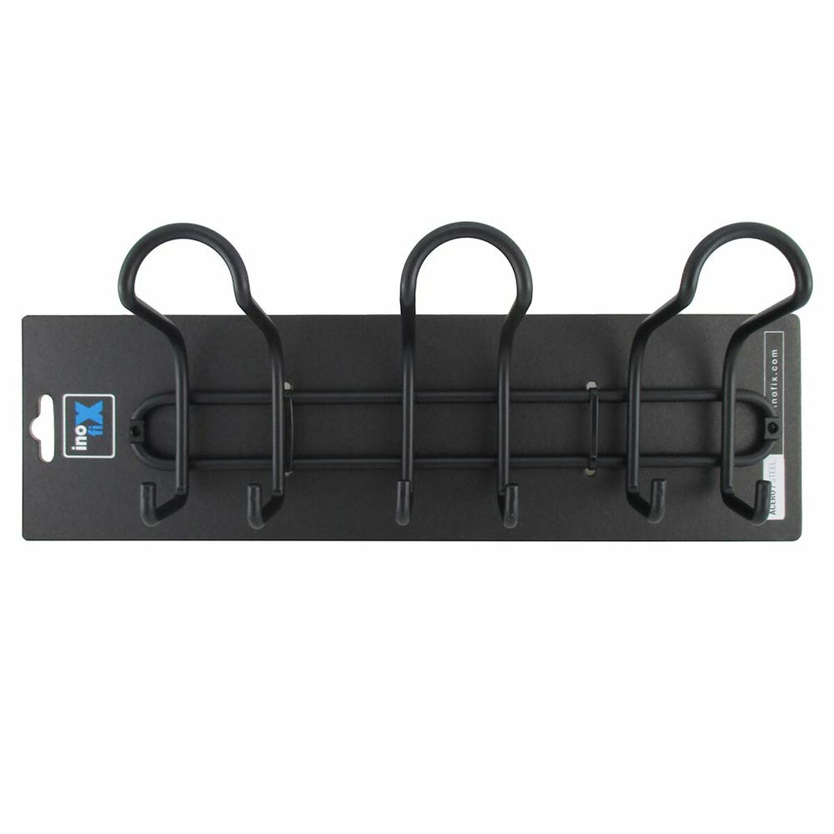 Väggmonterad rockhängare Inofix Svart Stål 13 x 31 x 8,4 cm - 2