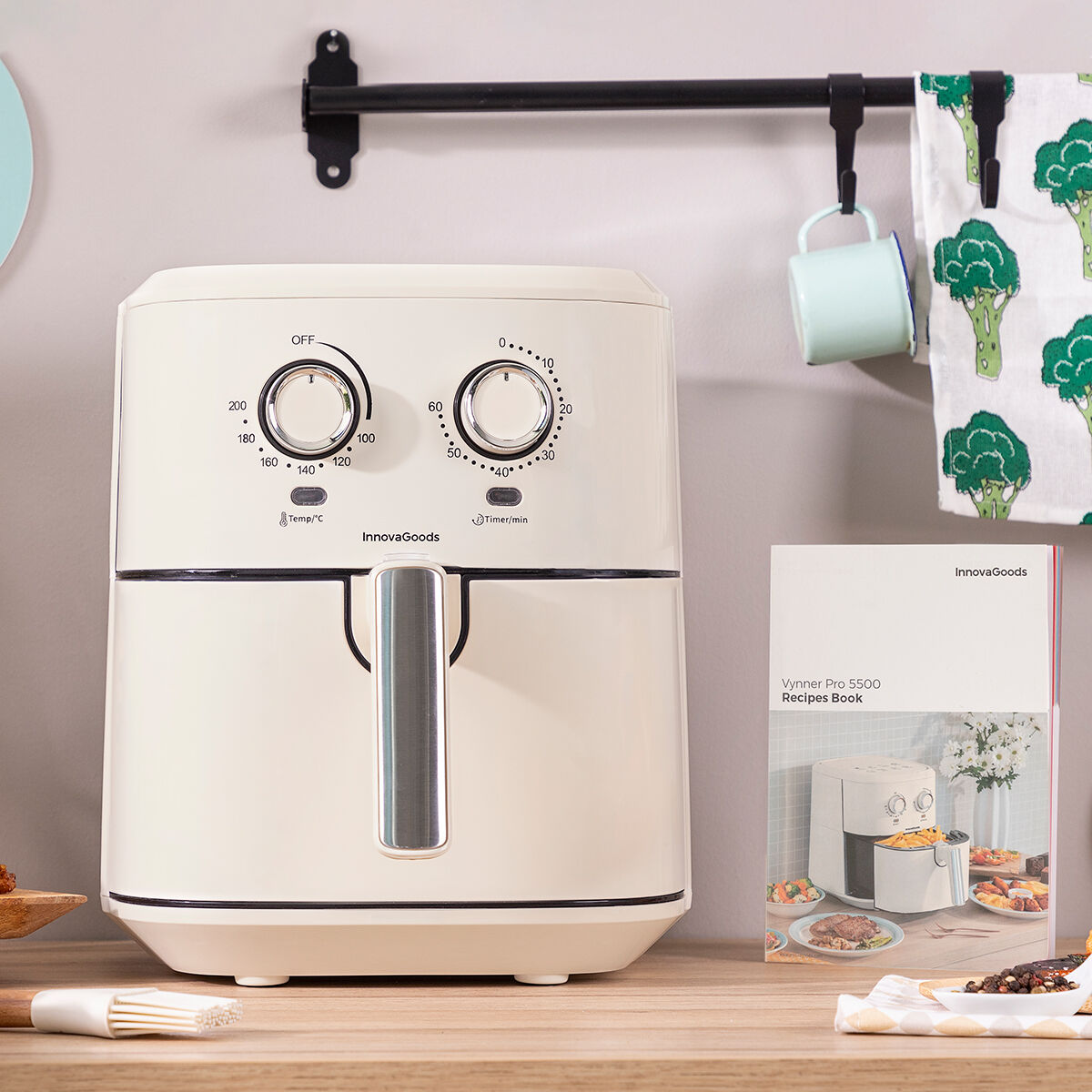 Luftfritös InnovaGoods Vynner Pro 5500 Kräm 1700 W 5,5 L Rostfritt stål - 16