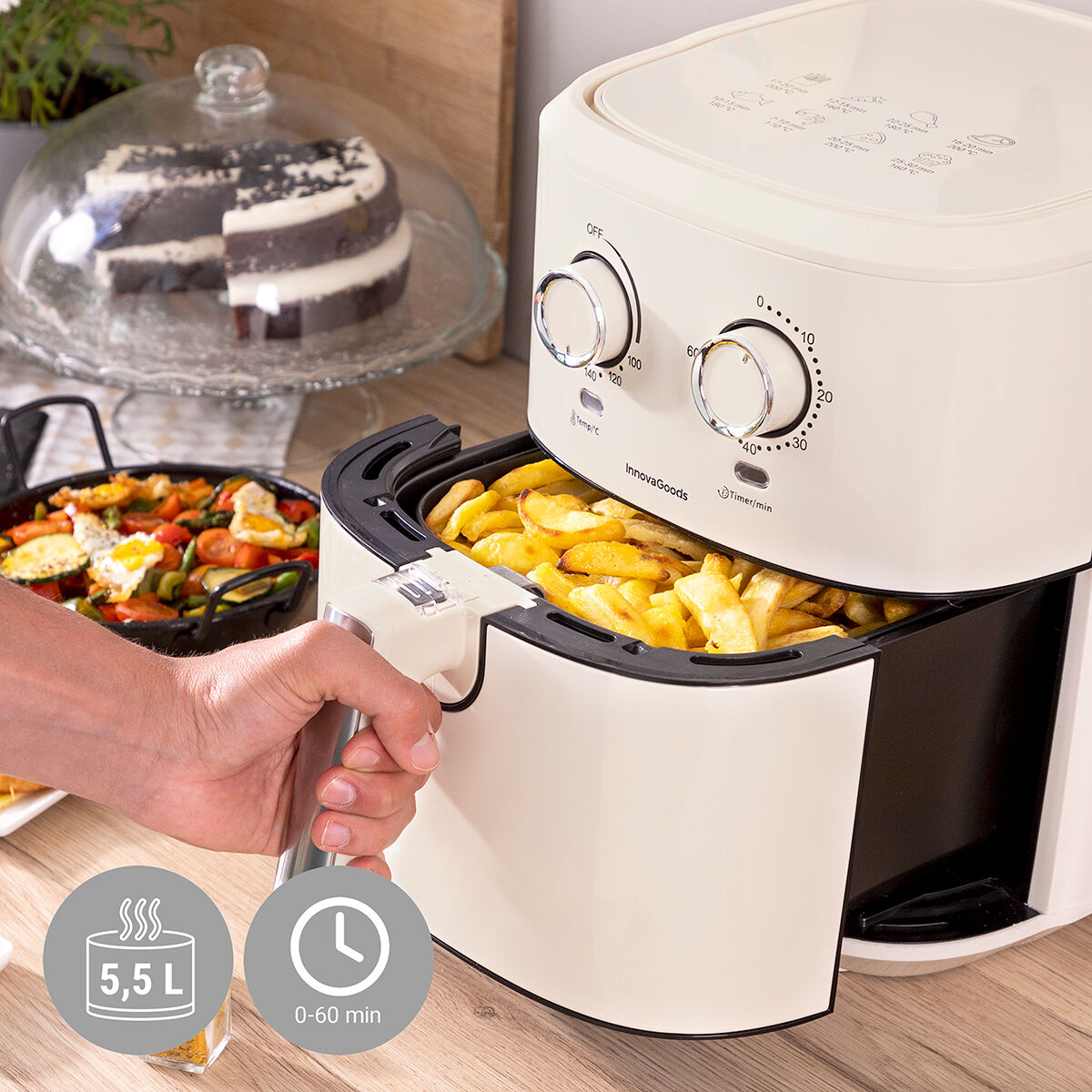 Luftfritös InnovaGoods Vynner Pro 5500 Kräm 1700 W 5,5 L Rostfritt stål - 13