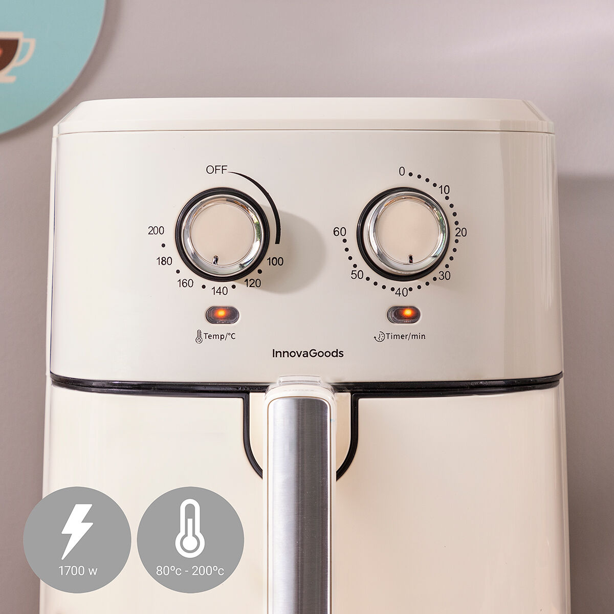 Luftfritös InnovaGoods Vynner Pro 5500 Kräm 1700 W 5,5 L Rostfritt stål - 14